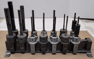 SUNNEN HONING MANDREL SET (SET OF 14) W/ RACK AND VARIOUS MANDREL SIZES - MACHINE TOOLING