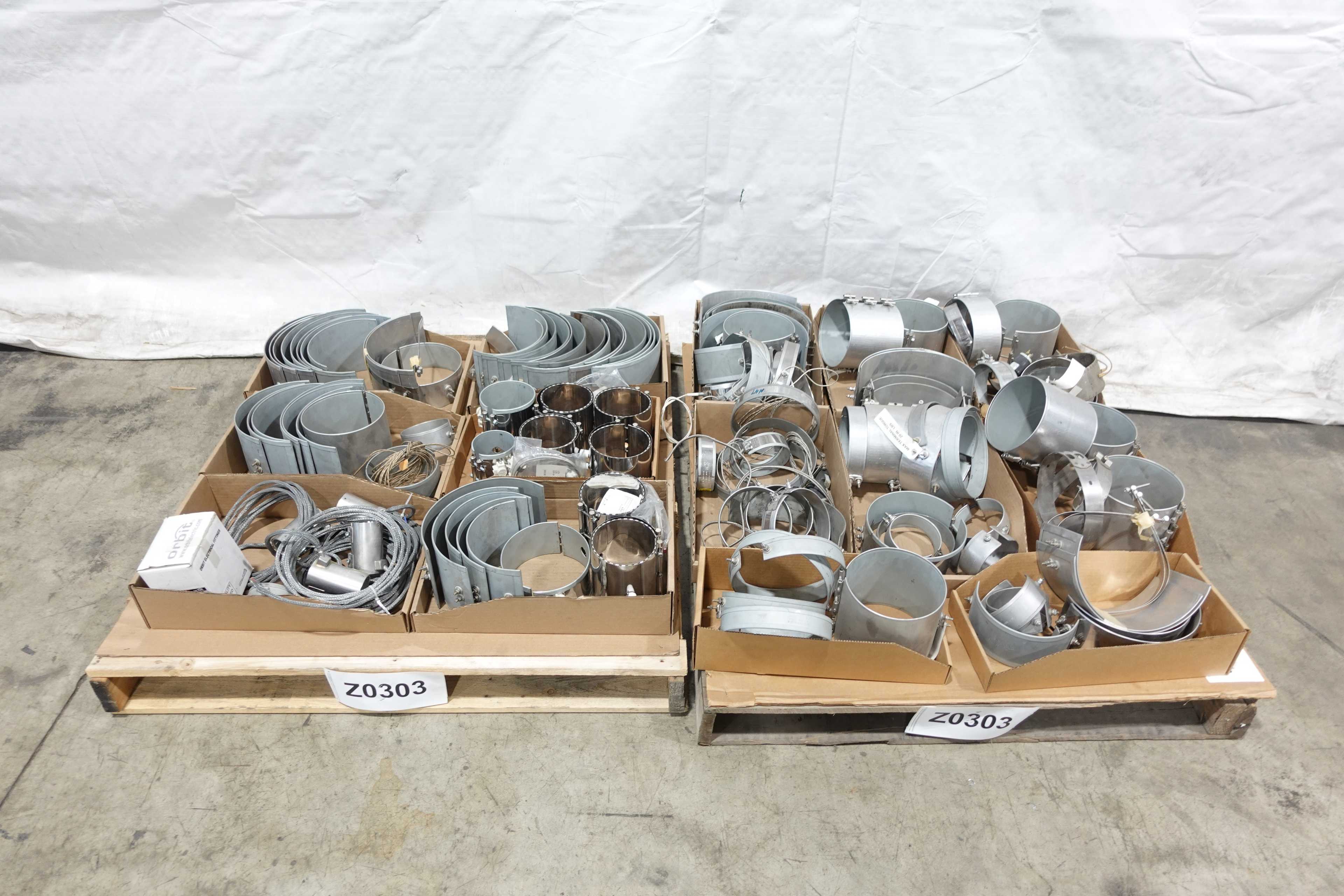 2 PALLETS OF ASSORTED STAINLESS STEEL BAND HEATERS - BAND HEATER