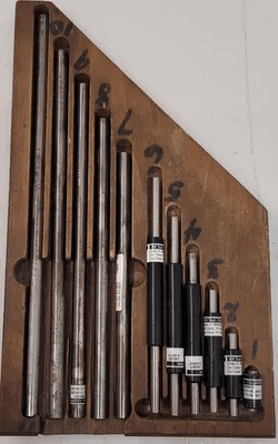 STARRETT MEASURING ROD SET, 1-11" RANGE, ROUND END, 11 PIECES FOR S436M MICROMETER SET - MACHINE TOOLING