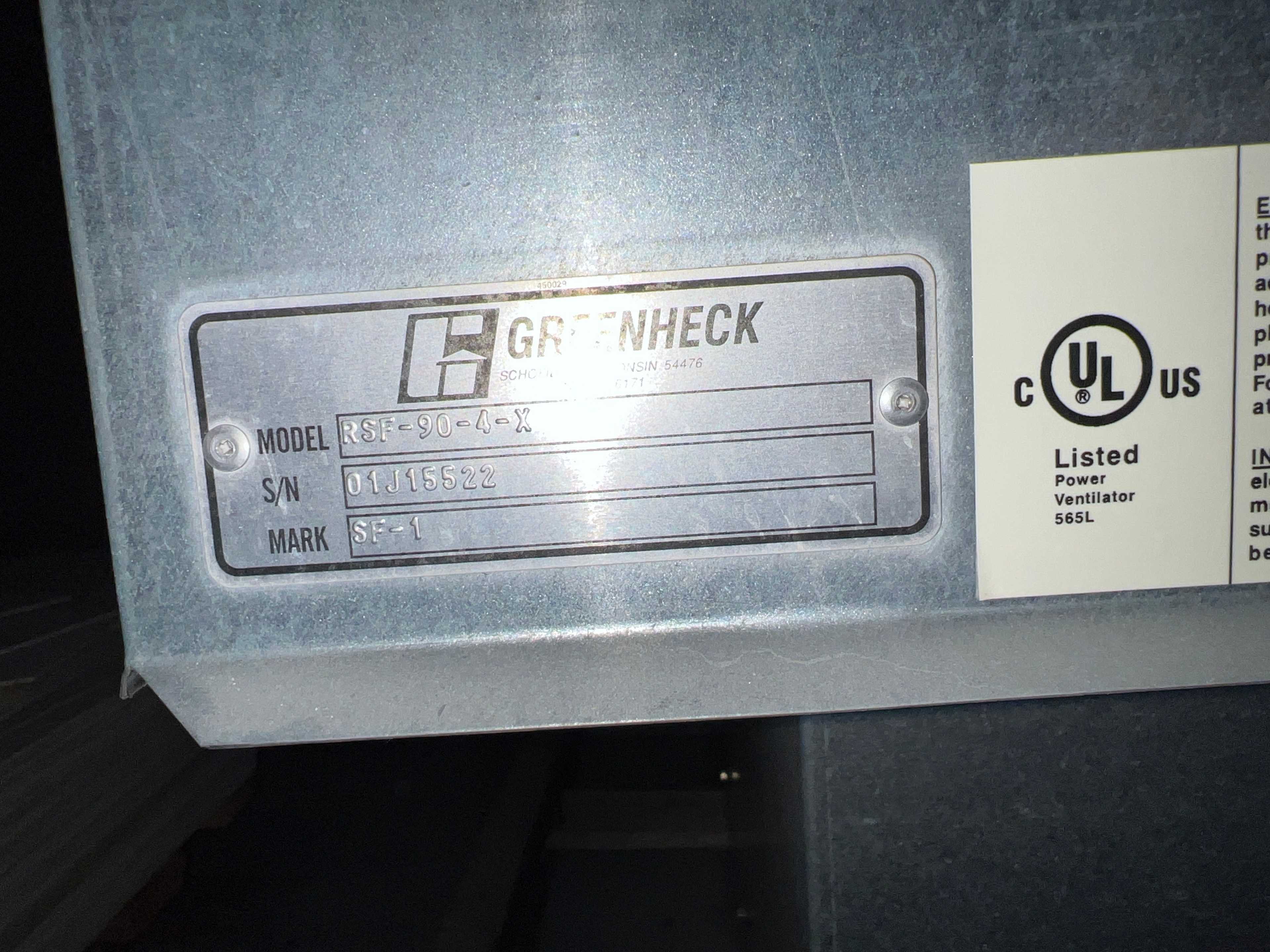 GREENHECK RSF-90-4-X BLOWER FAN - BLOWER FAN