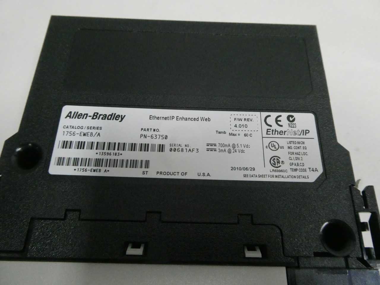 ALLEN BRADLEY 1756-EWEB CONTROLLOGIX IP MODULE - ETHERNET & COMMUNICATION MODULES