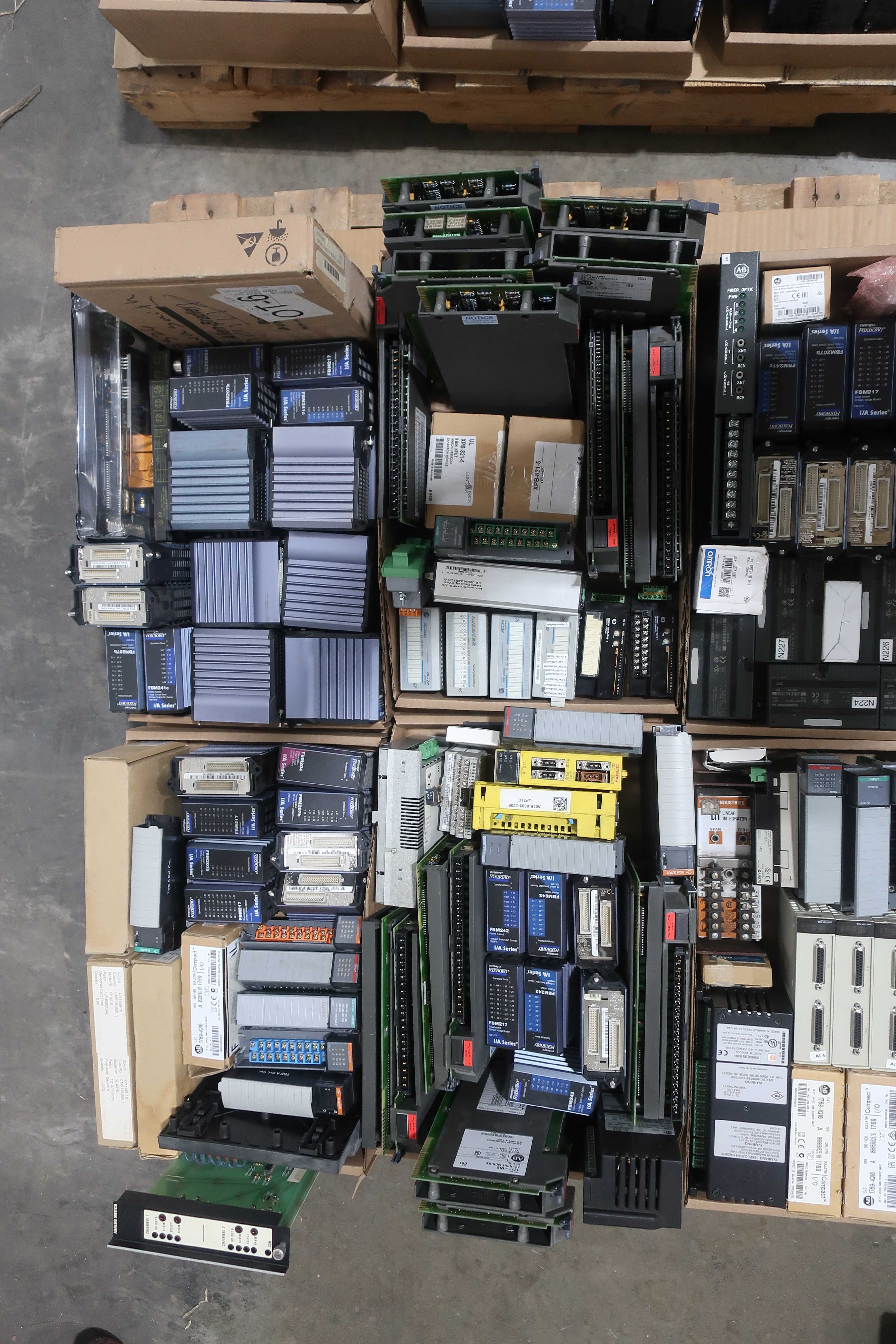 SKU 1740109 - 3 PALLETS OF ASSORTED MODULES FOXBORO, AMC, AB, MOORE INDUSTRIES, HUSKY, KOYO - PLC MODULES