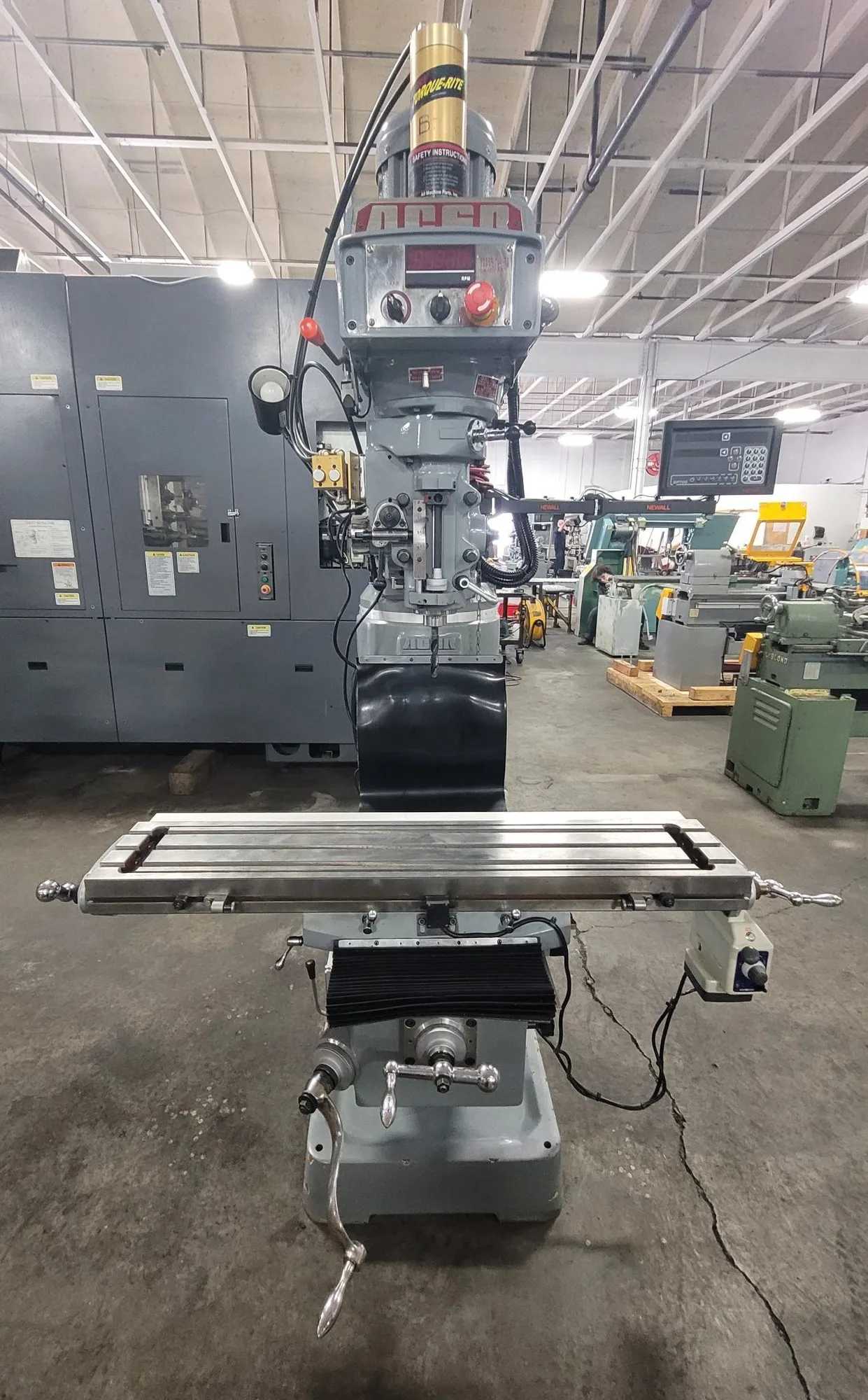2017 ACER E-MILL 3VS-II VERTICAL MILL, 3HP, 9X49 TABLE, NEWALL DP700 2-AXIS DRO, POWER FEED - VERTICAL MILLING MACHINES