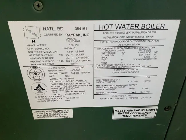 RAYPAK H9-1802B BOILER - undefined