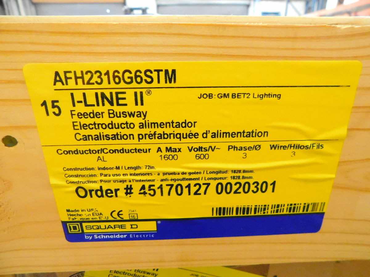 LOT OF 15 SQUARE D AFH2316G6STM I-LINE II FEEDER ALUMINUM BUSWAY 600V, 1600A, 3P3W,6FT. - BUSWAY