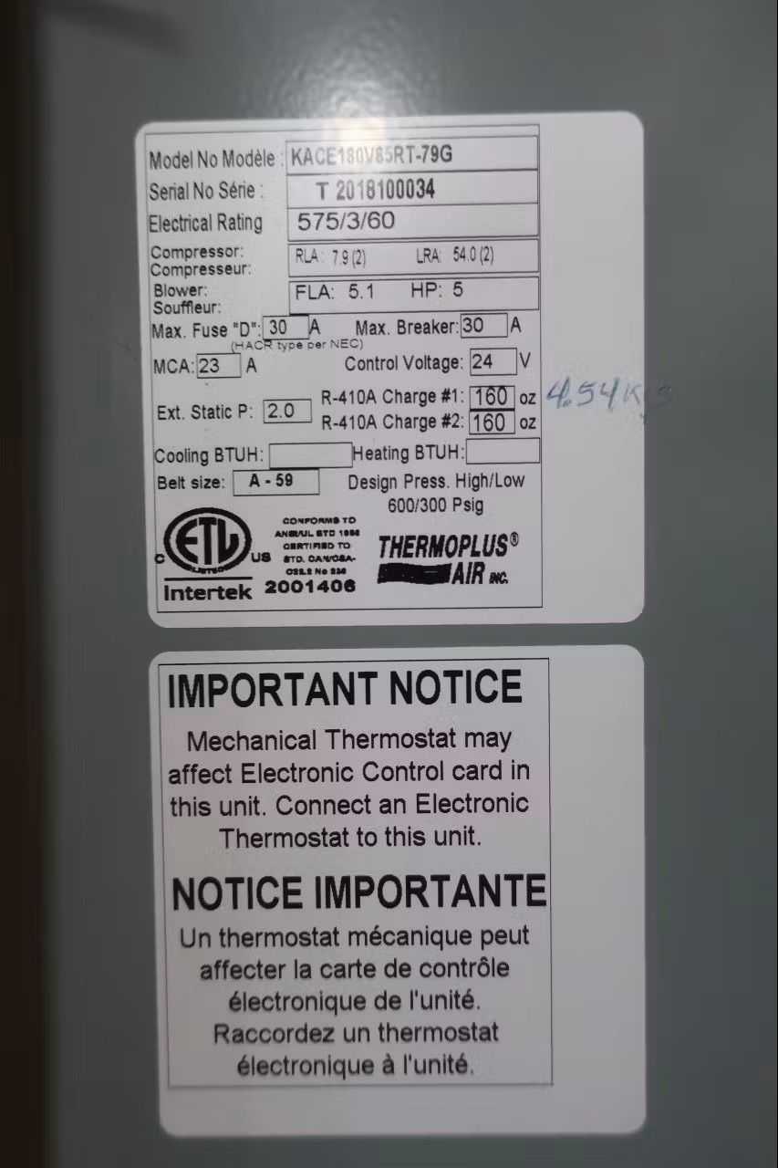 SKU 1711167 - THERMOPLUS KACE180V85RT-79G VERTICAL WATER-COOLED 5HP 575V-AC AIR CONDITIONER - AIR CONDITIONER