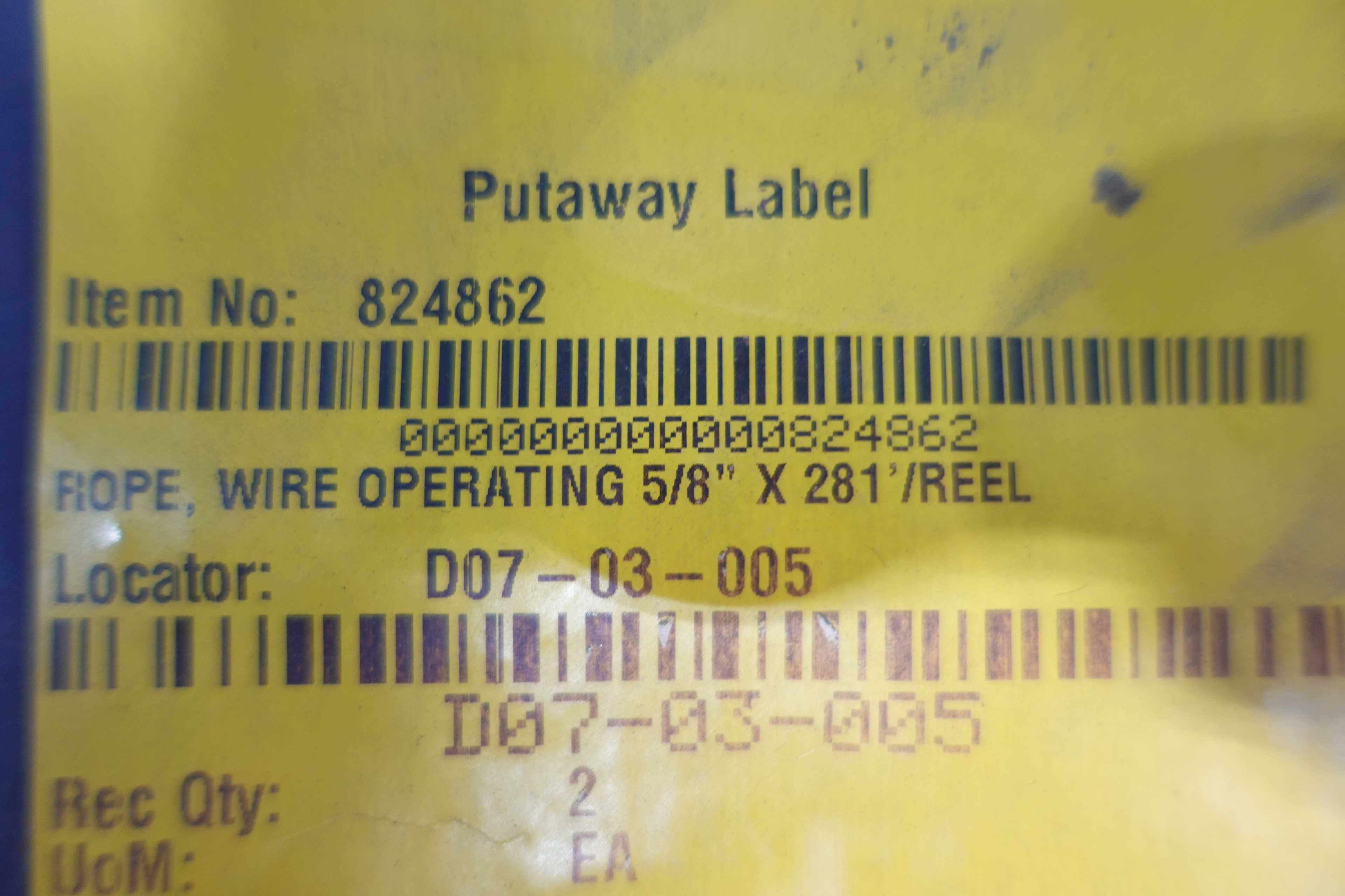 SKU 1760417 - LOT OF 4 ASSORTED SPOOLS OF WIRE ROPE, 5/8", 9/16" - LIFTING EQUIPMENT