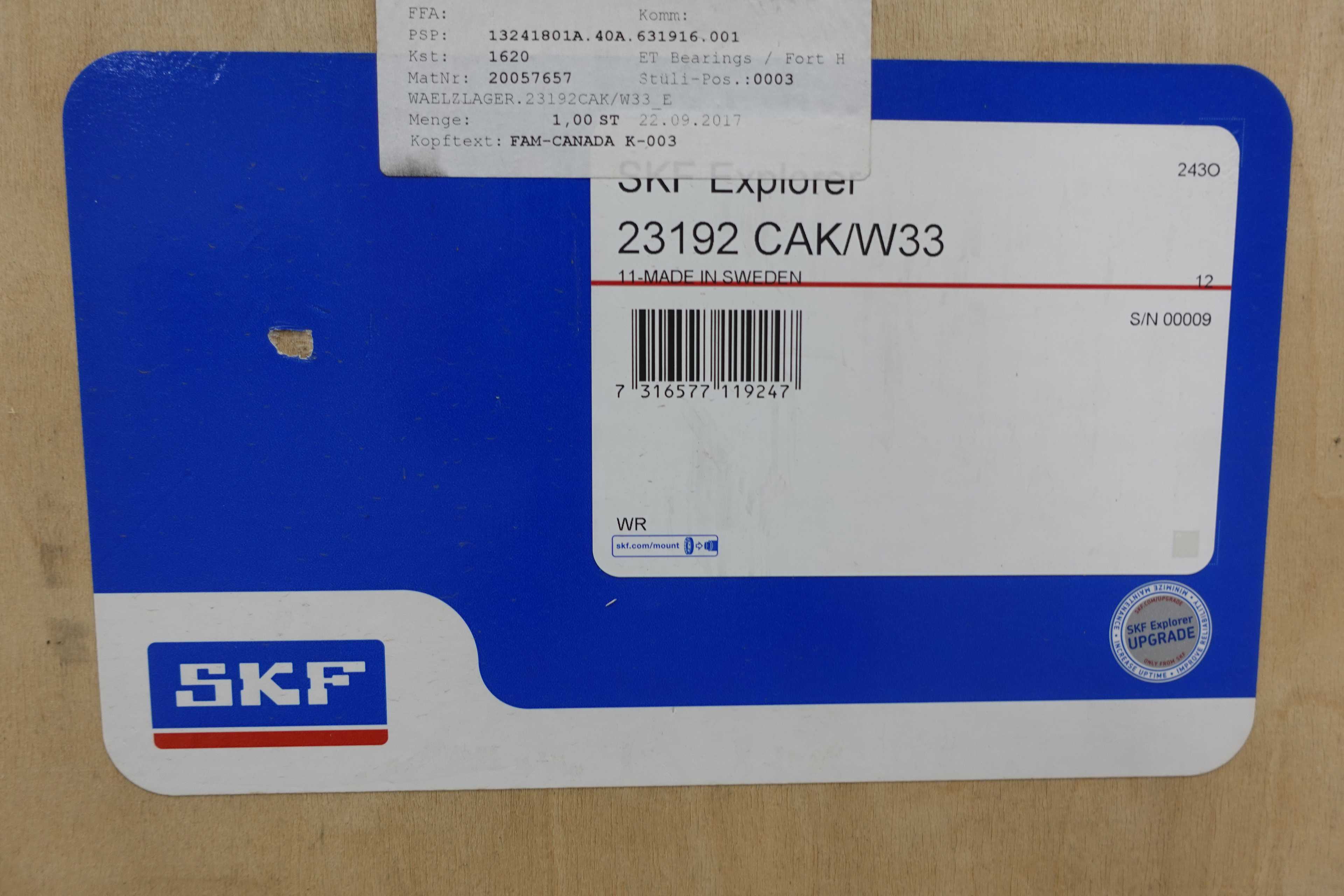 SKU 1739734 - LOT OF 2 SETS OF SKF 23192 CAK/W33 ROLLER BEARINGS WITH OH 3192H SLEEVES - BEARINGS