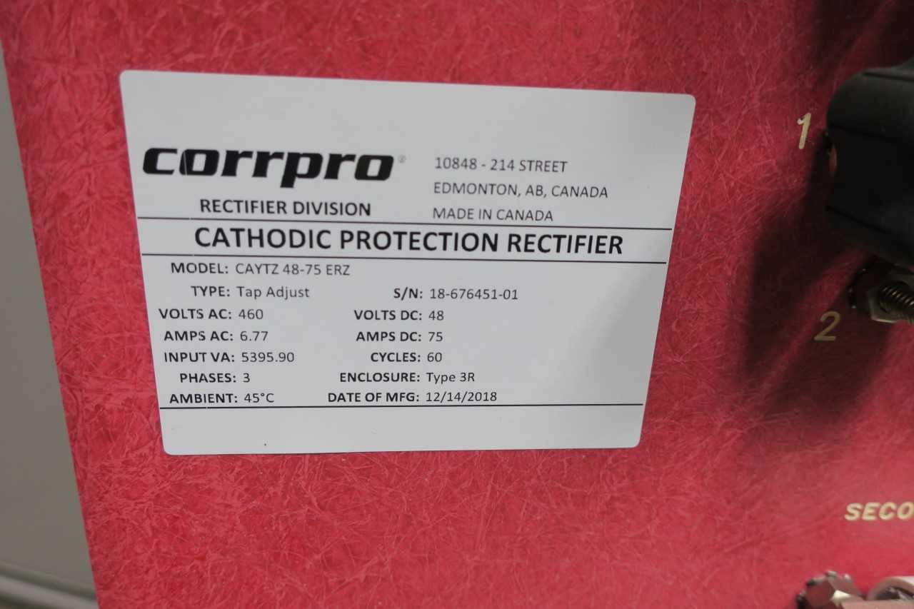 CORRPRO CAYTZ 48-75 ERZ CATHODIC PROTECTION RECTIFIER - AUTOMATION & CONTROLS