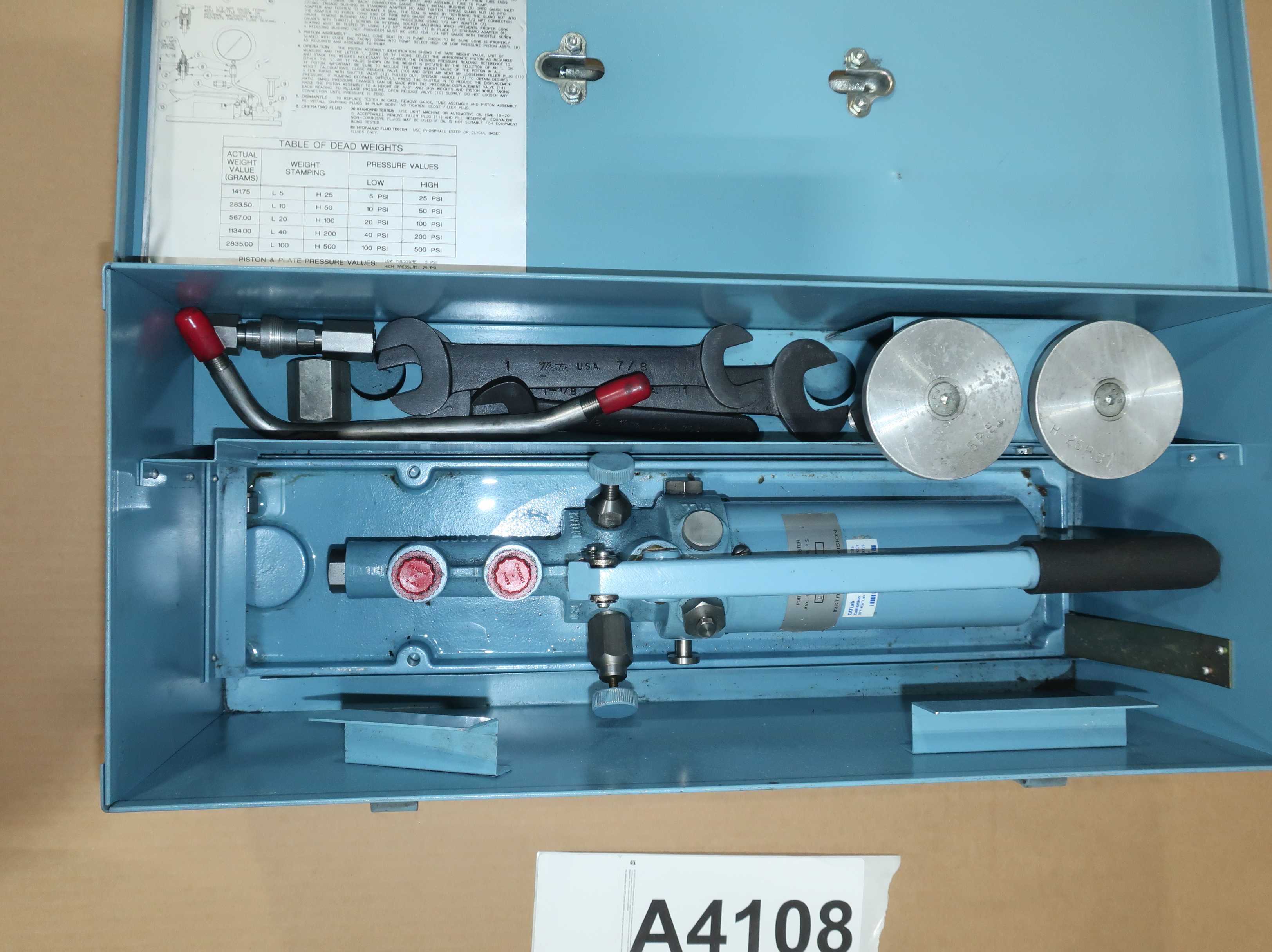 ASHCROFT 1305 PORTABLE DEAD WEIGHT TESTER, RANGE 10,000, SERIAL DWT 10035 - MATERIAL TESTING
