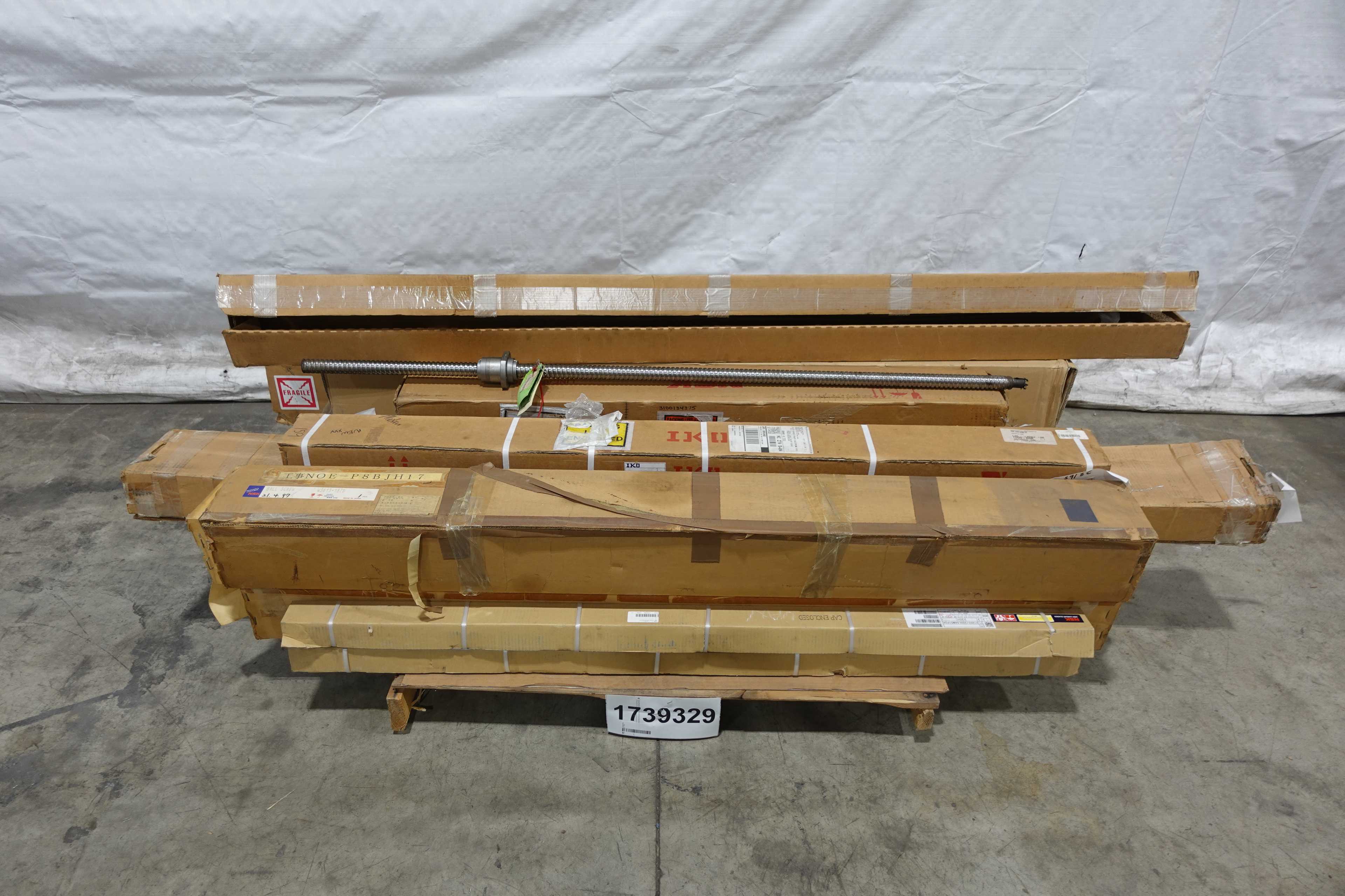SKU 1739329 - PALLET OF ASSORTED LINEAR GUIDES, RAILS, BEARINGS, AND BALLSCREW ASSEMBLIES
