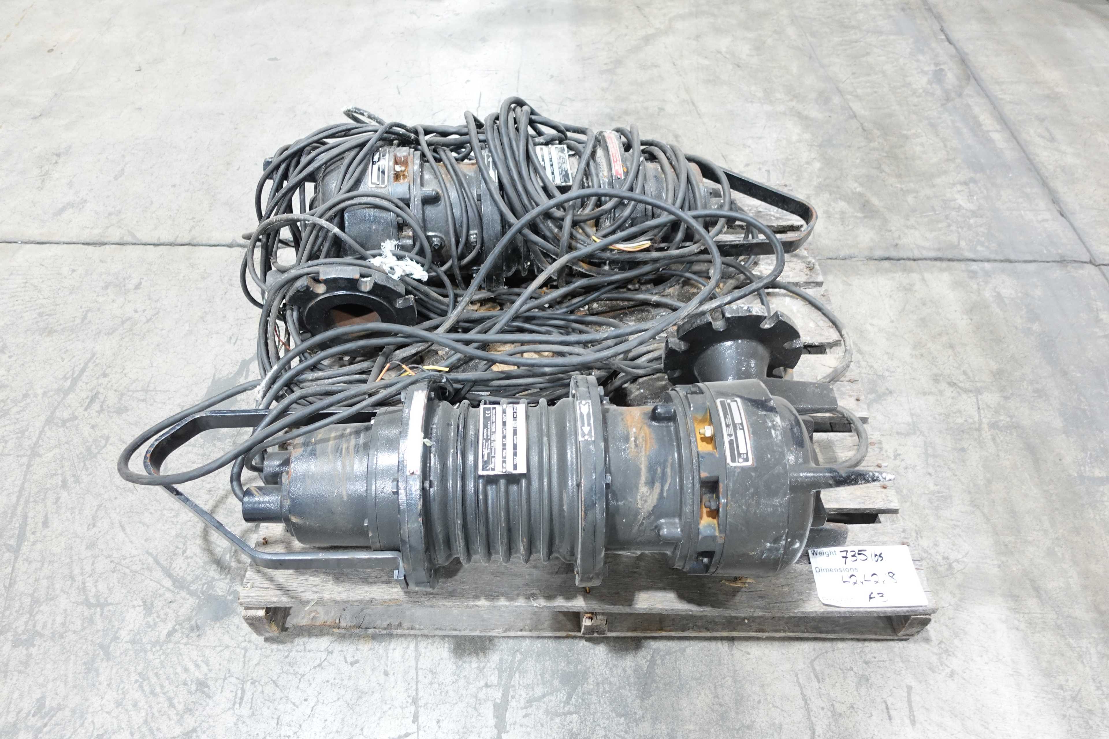 LOT OF 2 YEOMANS 4073QL SUBMERSIBLE PUMPS, 3 HP, 1750 RPM, 230/460V, 180 FRAME