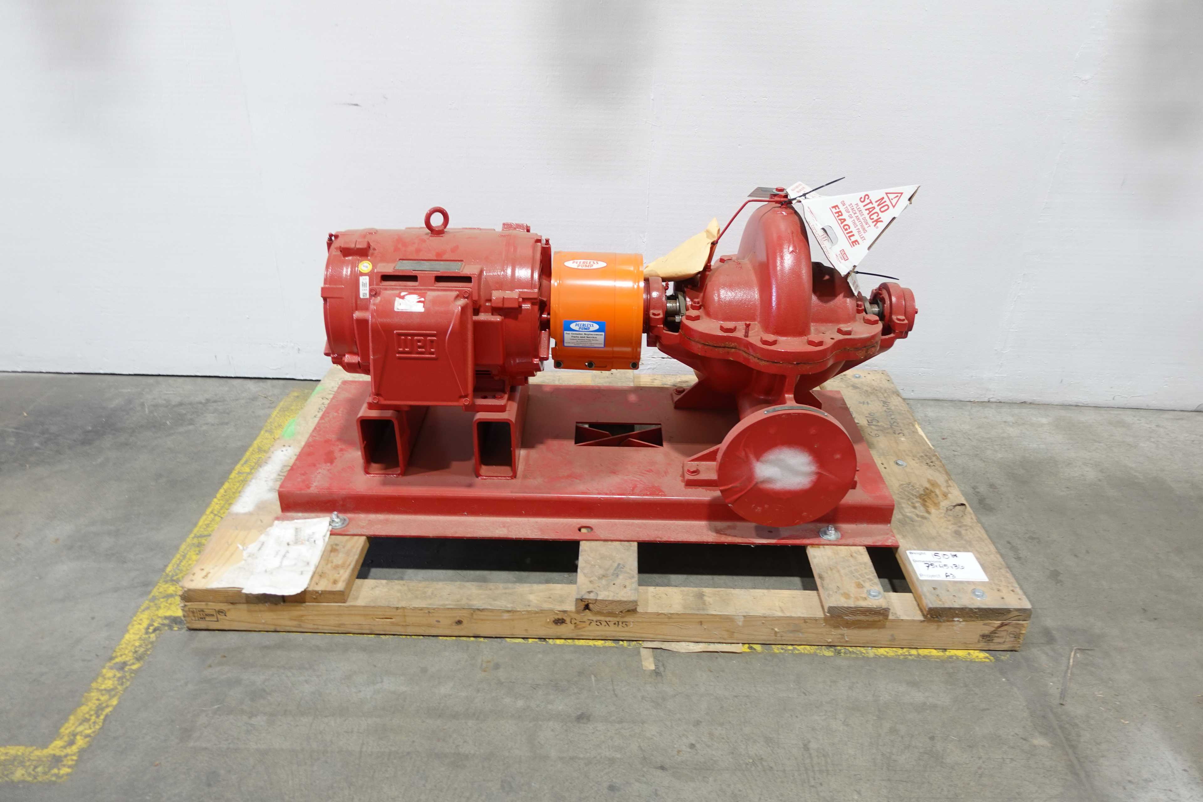 PEERLESS 6AEF14A SPLIT CASE FIRE PUMP & WEG 50 HP MOTOR ASSEMBLY - CENTRIFUGAL PUMP