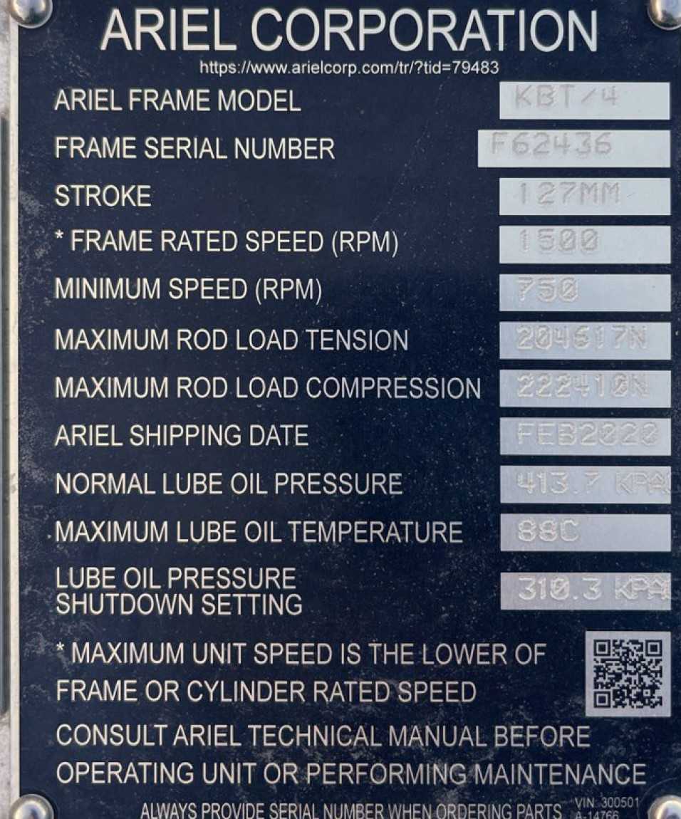 2019 ARIEL KBT/4 PRODUCED GAS COMPRESSOR - GAS COMPRESSORS