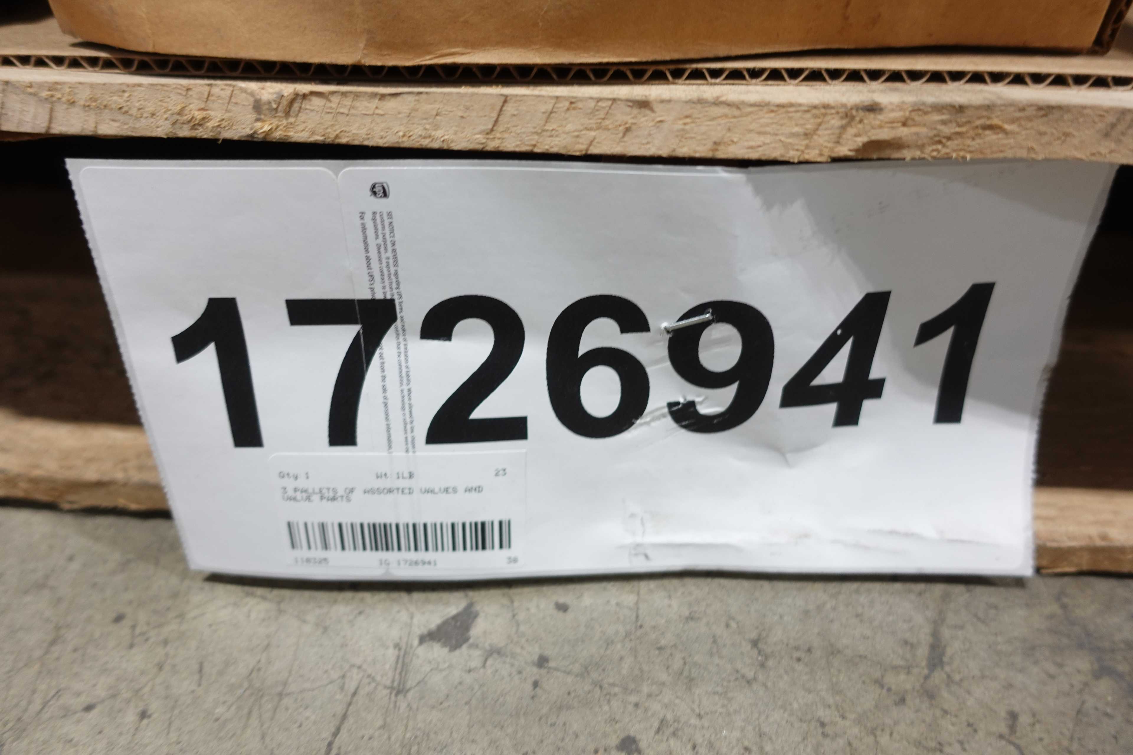 SKU 1726941 - 3 PALLETS OF ASSORTED VALVES - VALVES