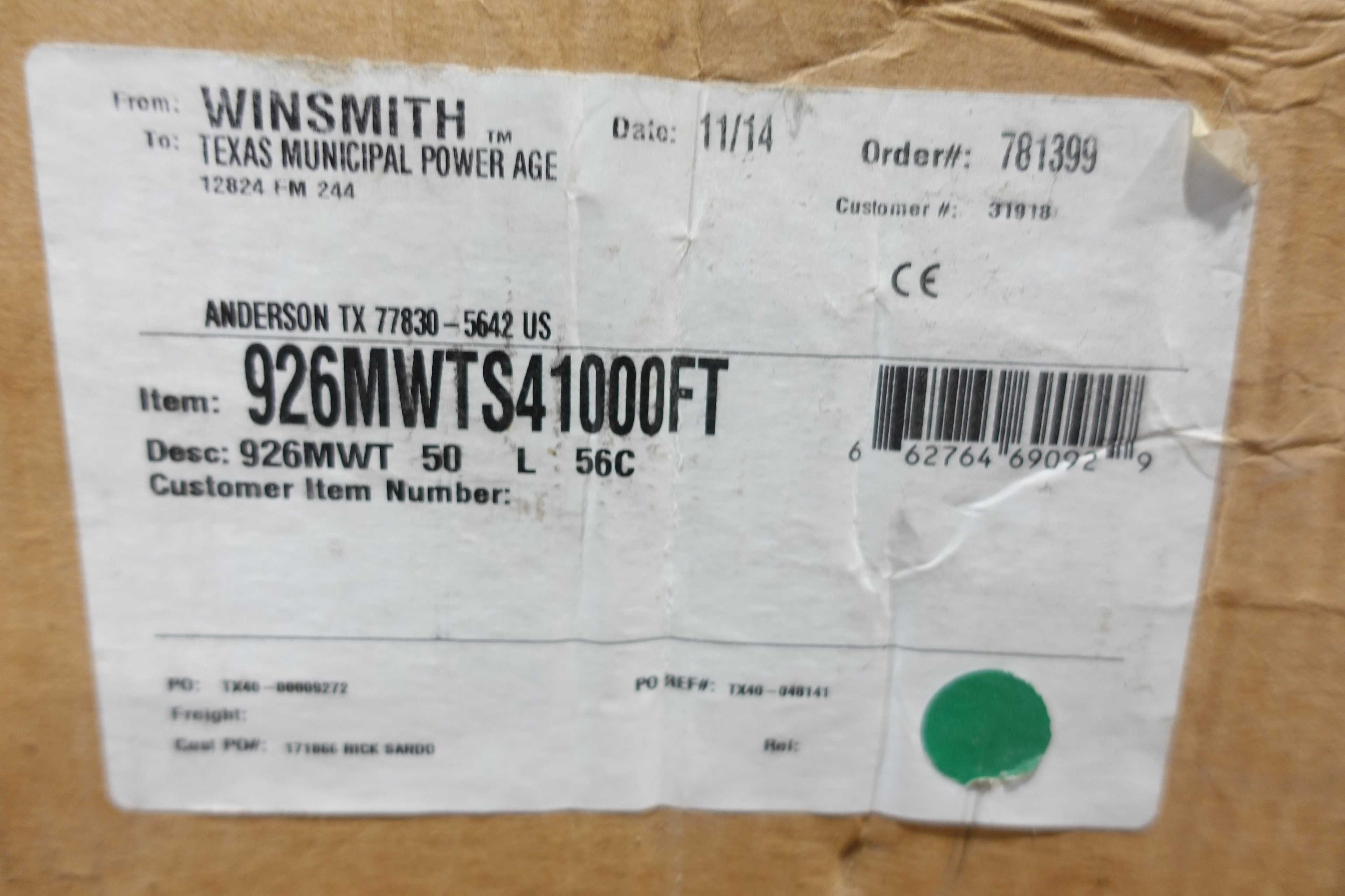WINSMITH 926MWTS41000FT GEAR REDUCER - GEAR REDUCERS