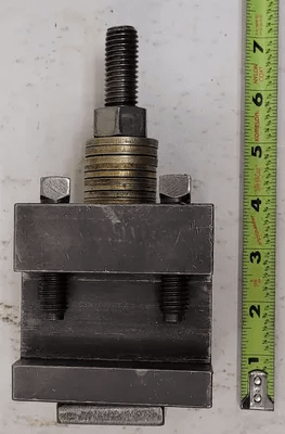 SQUARE TOOL POST HOLDER, DIMENSIONS: 3.25" W X 3.25" L X 3.25" H (W/O BOTTOM PLATE), 1.5" GAP - MACHINE TOOLING
