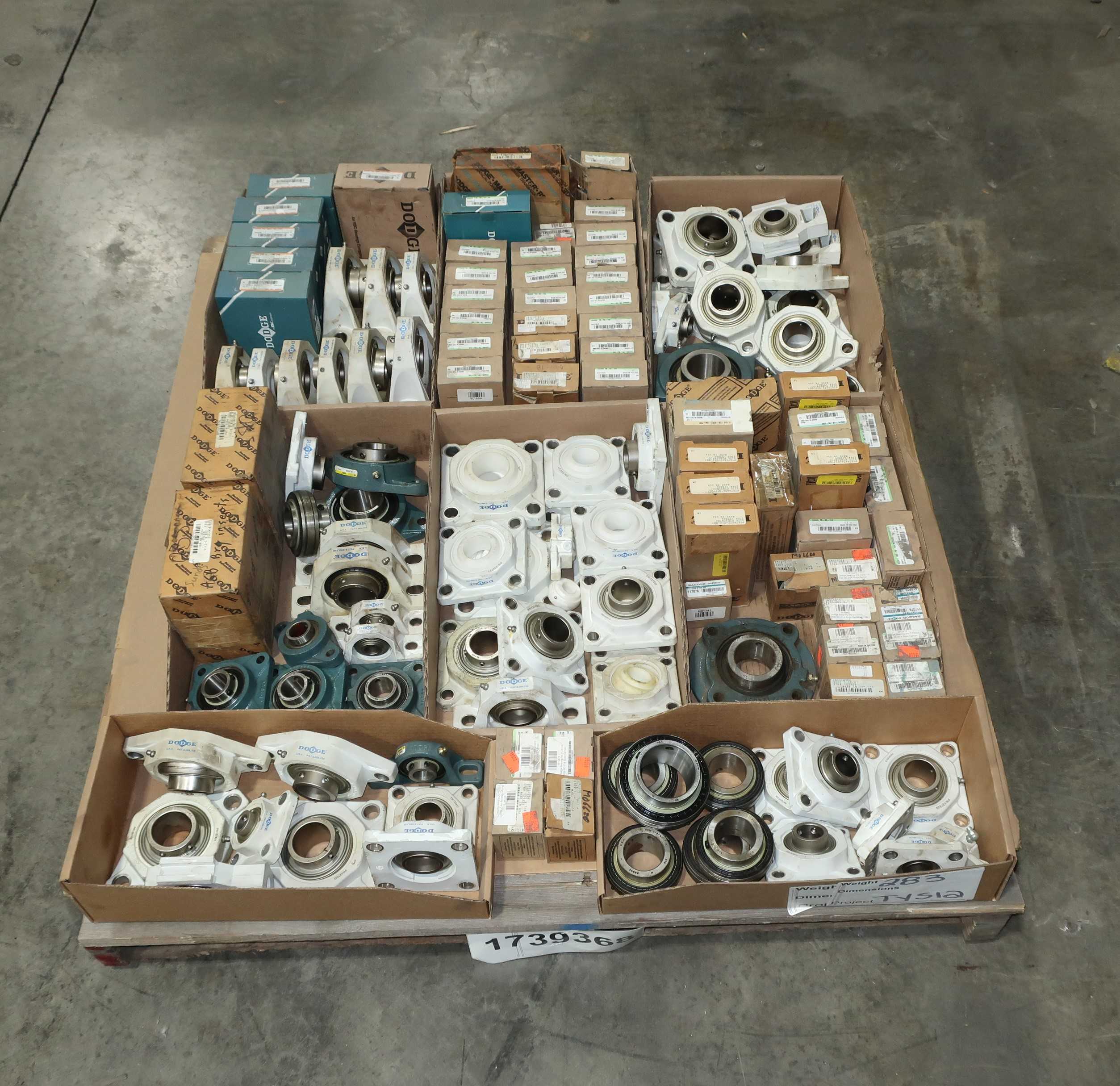 SKU 1739368 - PALLET OF ASSORTED DODGE BEARINGS, MOUNTED, PILLOW BLOCK - BEARINGS