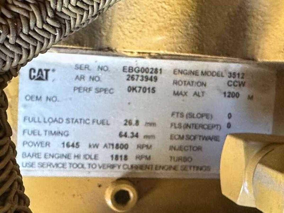 2009 CATERPILLAR 3512C DIESEL GENERATOR, EPA TIER 2 1500 KW - PORTABLE POWER GENERATOR