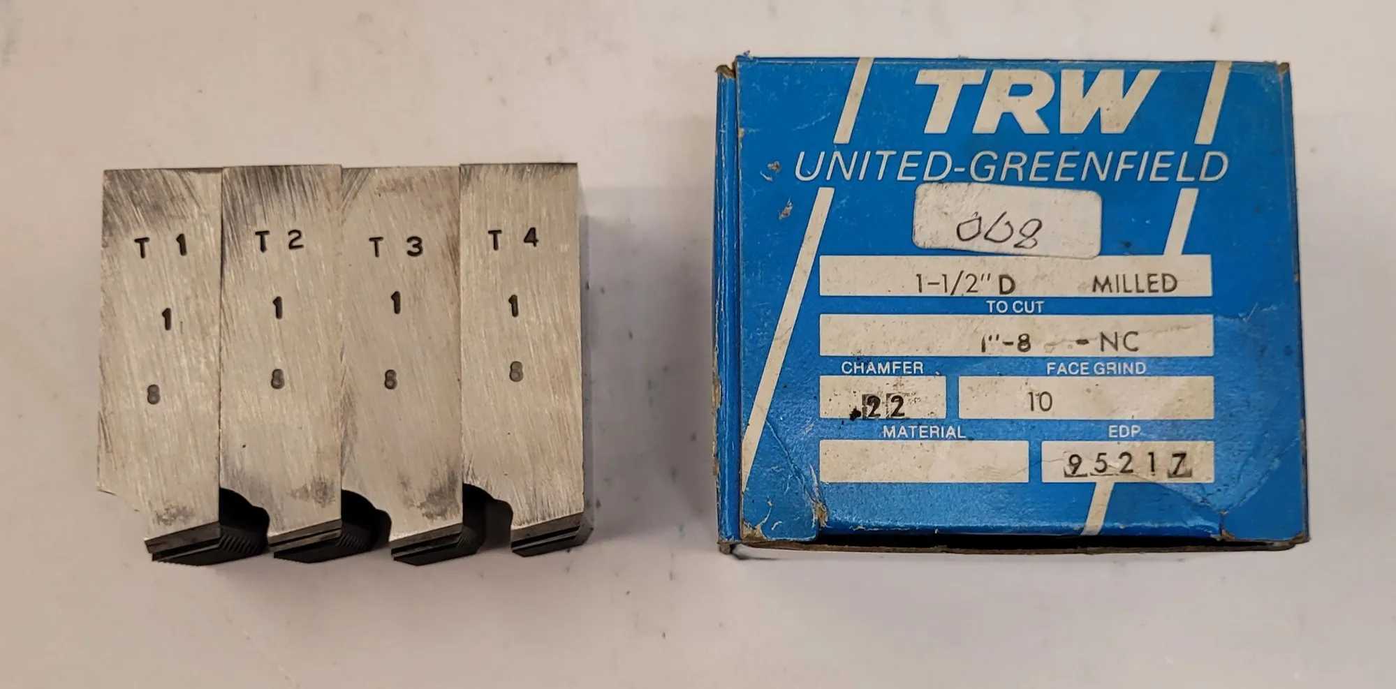 TRW UNITED-GREENFIELD DIE HEAD CHASERS SET OF 13 - VARIOUS NPT AND THREAD SIZES - MACHINE TOOLING