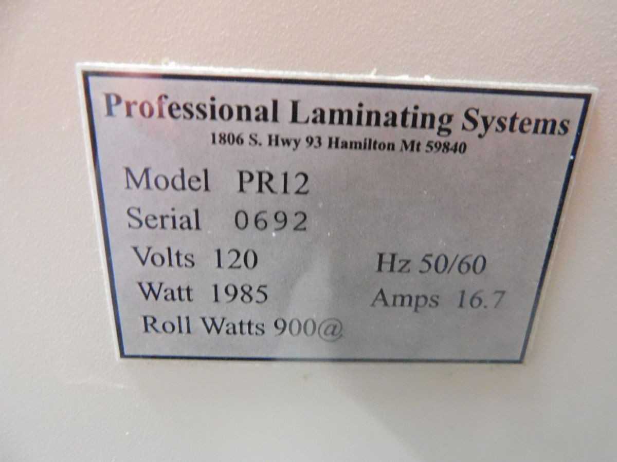 PROFESSIONAL LAMINATING SYSTEMS PR12, PACKING EQUIPMENT, 12 INCH MAX MEDIA WIDTH - LAMINATOR