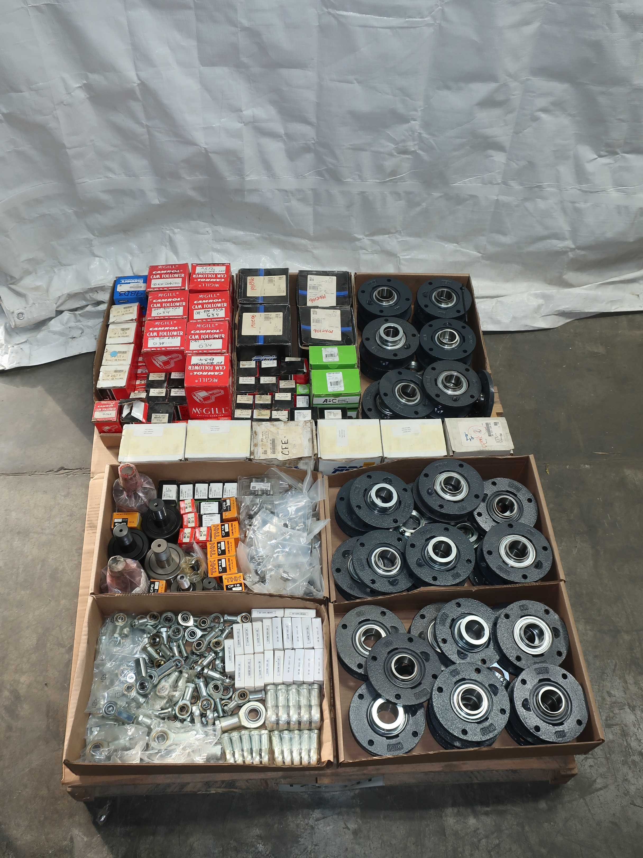 SKU 1739341 - PALLET OF ASSORTED BEARINGS, ROD ENDS, CAMFLOWER, MOUNTED - BEARINGS