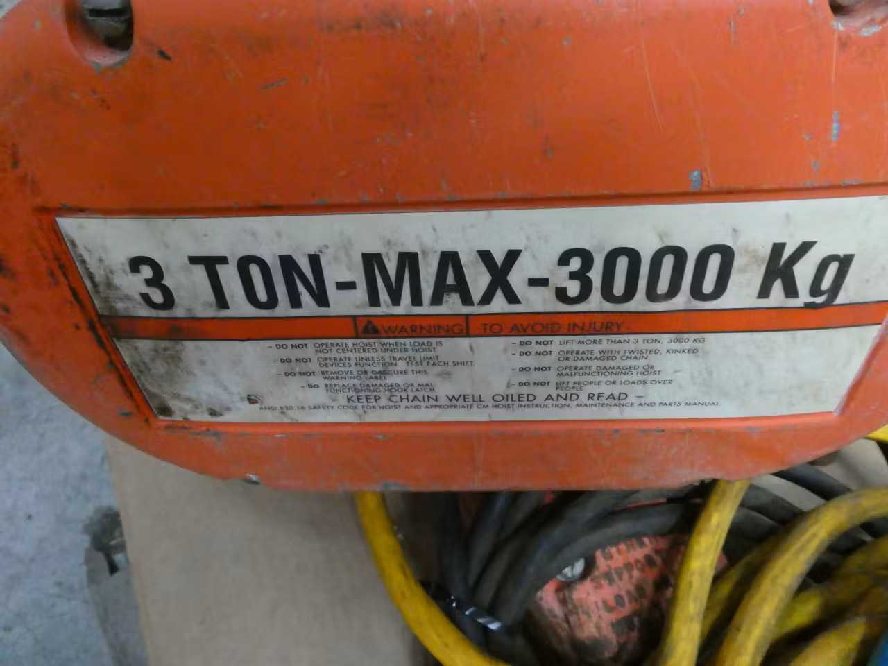 SKU 1761411 - CM COLUMBUS MCKINNON RT LODESTAR 3TON 1HP ELECTRIC HOIST - ELECTRIC HOISTS