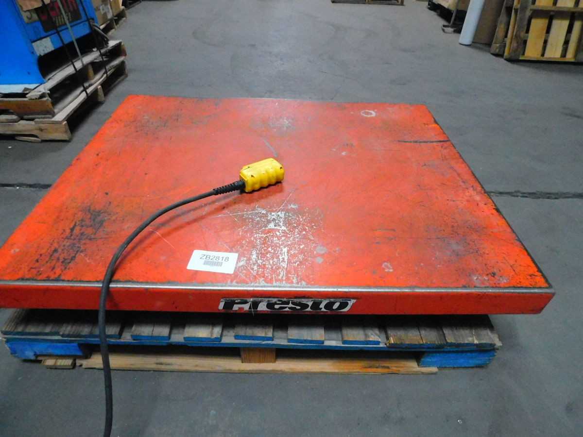 PRESTO XL36-30 TABLE LIFT, 1361 KG CAP, 1219X1016 MM PLATFORM, 1118 MM MAX LIFT, 1 HP - SCISSOR LIFTS