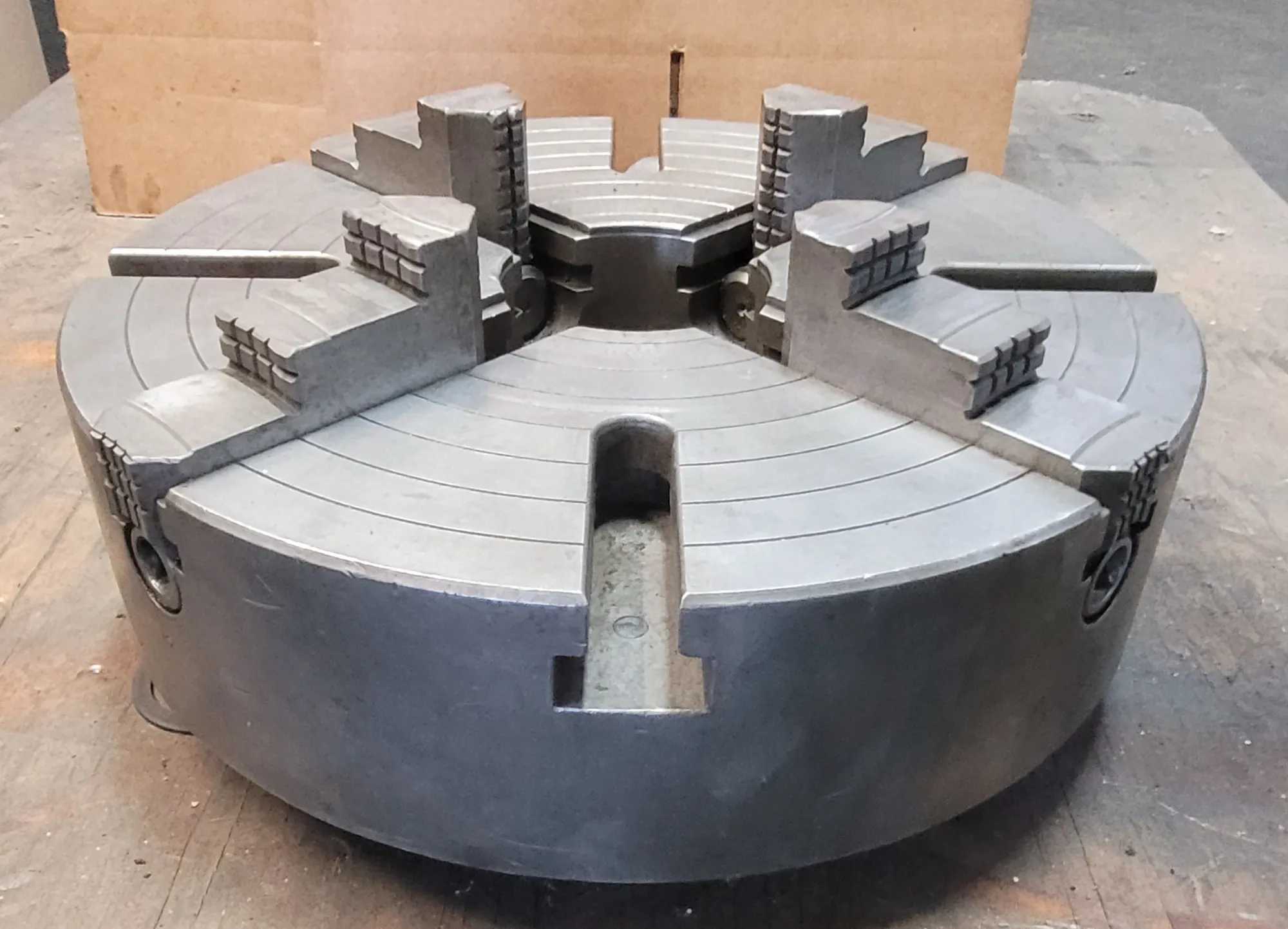 WHITON 15-1/2" - 4 JAW LATHE CHUCK, 15-1/2" OVERALL DIAMETER, 4" CENTER HOLE ID - MACHINE TOOLING