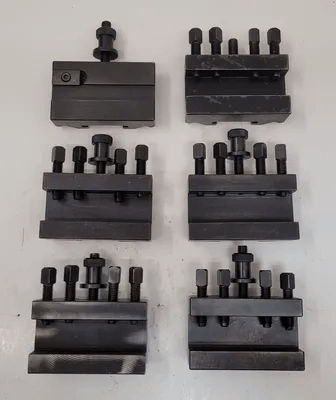 BOLTON TOOLS TOOL POST HOLDERS - SET OF 6 LATHE TOOLING (1 – 1-1/8 INCH SLOT SPACES) - MACHINE TOOLING