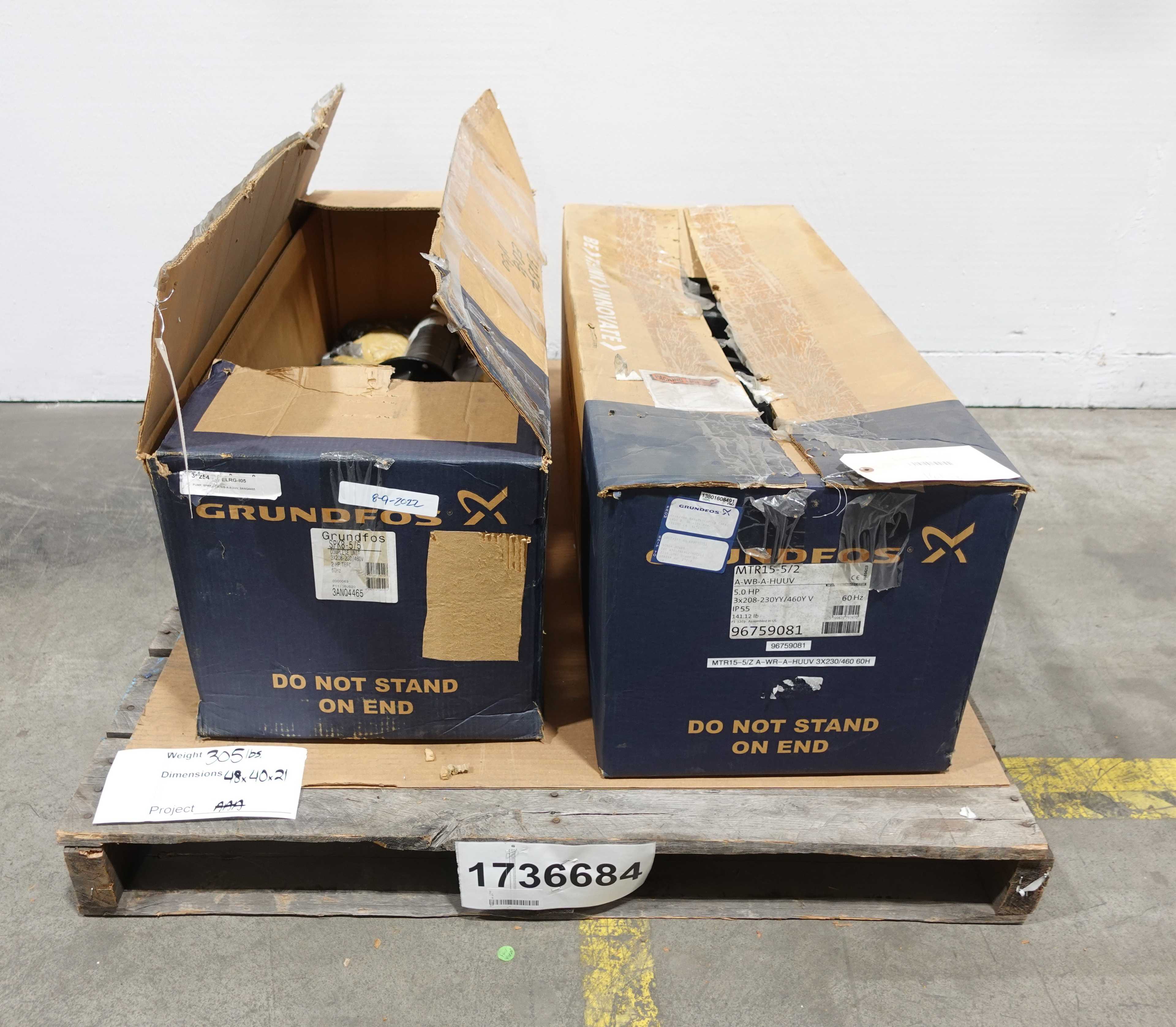 SKU 1736684 - LOT OF 2 GRUNDFOS MULTI-STAGE PUMPS - MULTI-STAGE PUMP