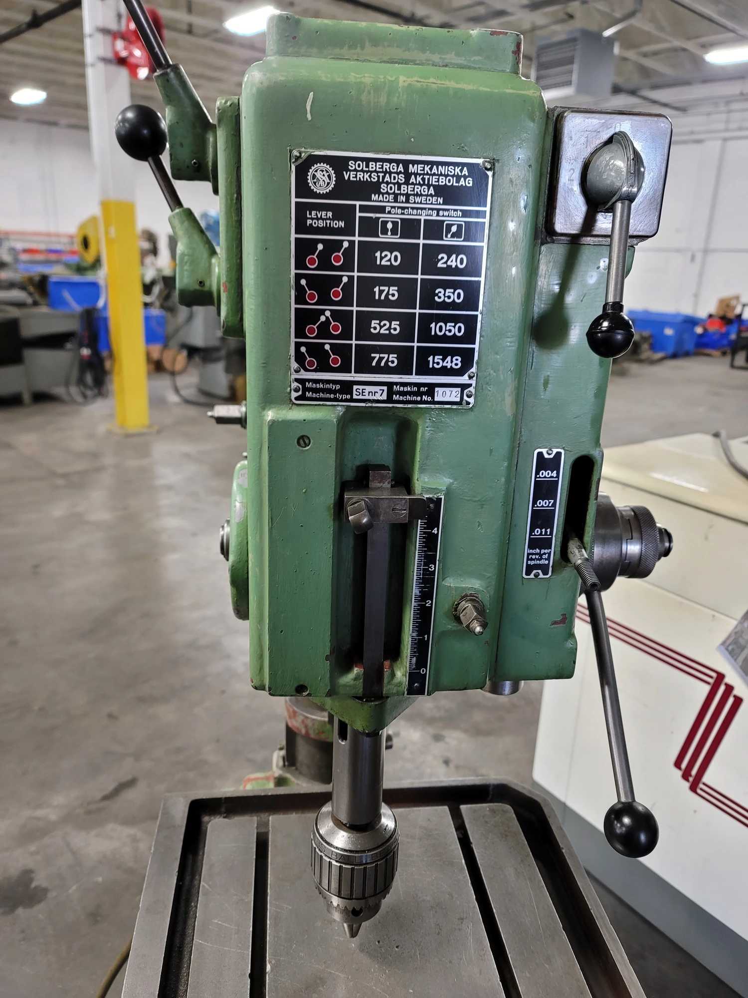 SOLBERGA 22" GEARED HEAD DRILL PRESS MODEL SE NR7 - UPRIGHT DRILL PRESSES