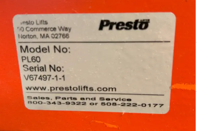 2018 PRESTO INC PL60 LIFT CART - undefined