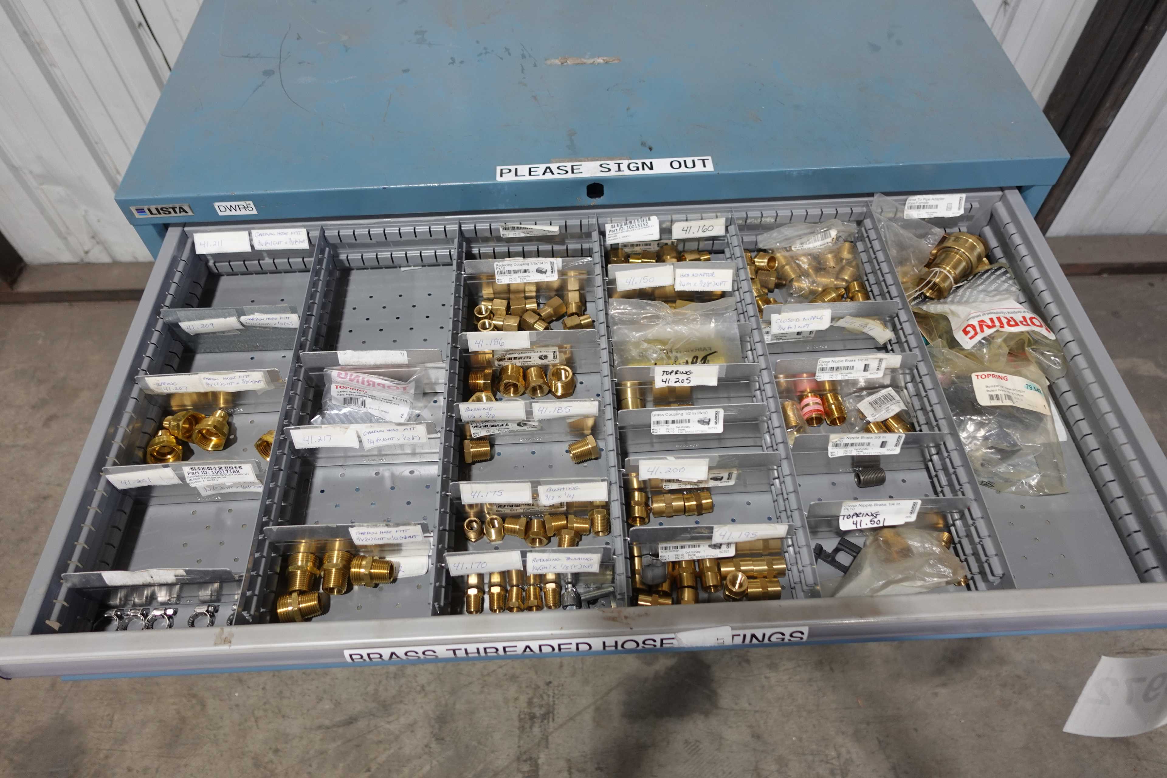SKU 1760972 - LISTA TOOL CABINET WITH CONTENTS, ASSORTED FITTINGS AND HARDWARE - PIPE & TUBE FITTINGS