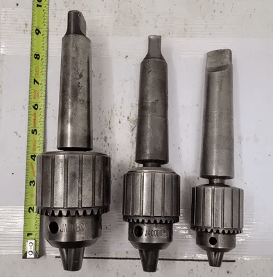 JACOBS DRILL CHUCK SET (3) - 34-06 (0-1/2"), NO.11 SUPER (0-3/8"), #36 (5-20MM) WITH MT SHANKS - MACHINE TOOLING