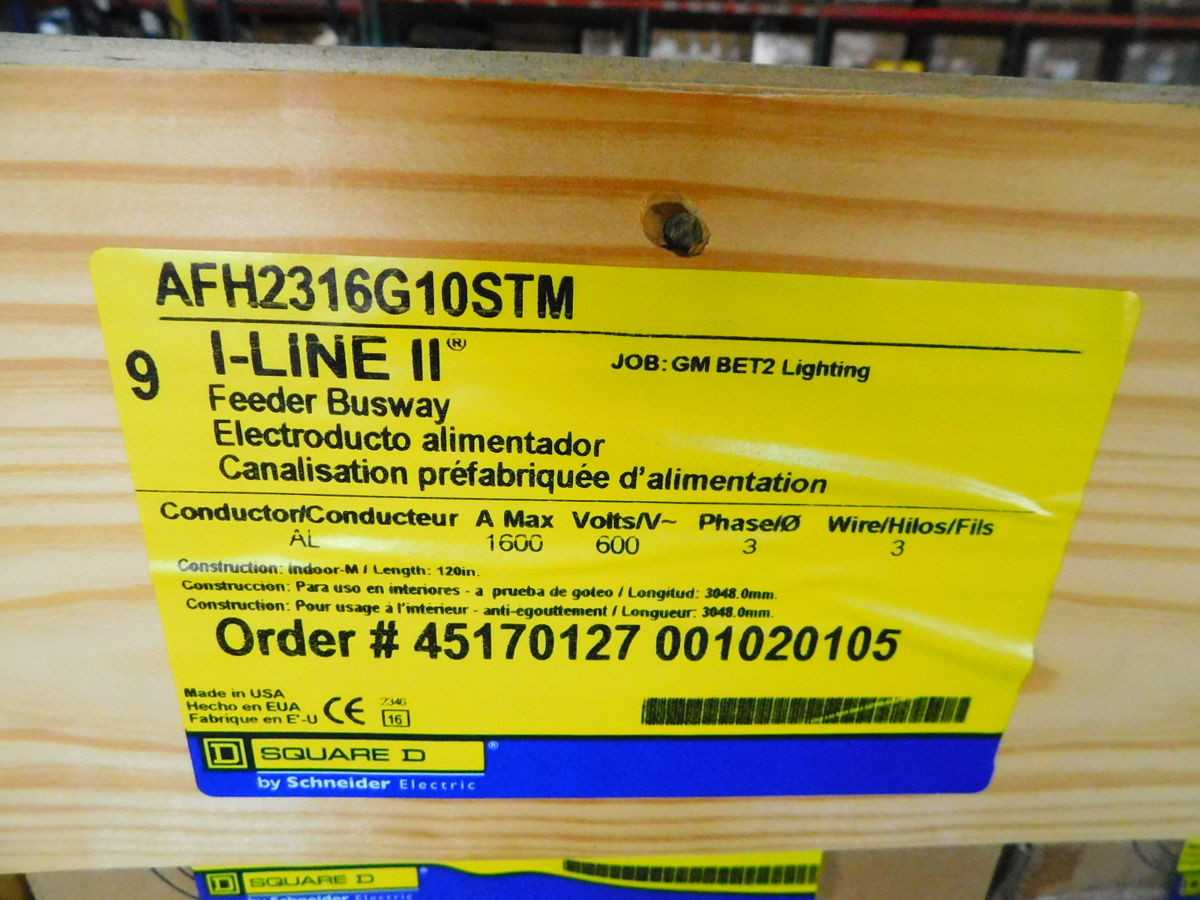 LOT OF 9 SQUARE D AFH2316G10STM I-LINE II FEEDER ALUMINUM BUSWAY 600V, 1600A, 3P3W,10FT. - BUSWAY