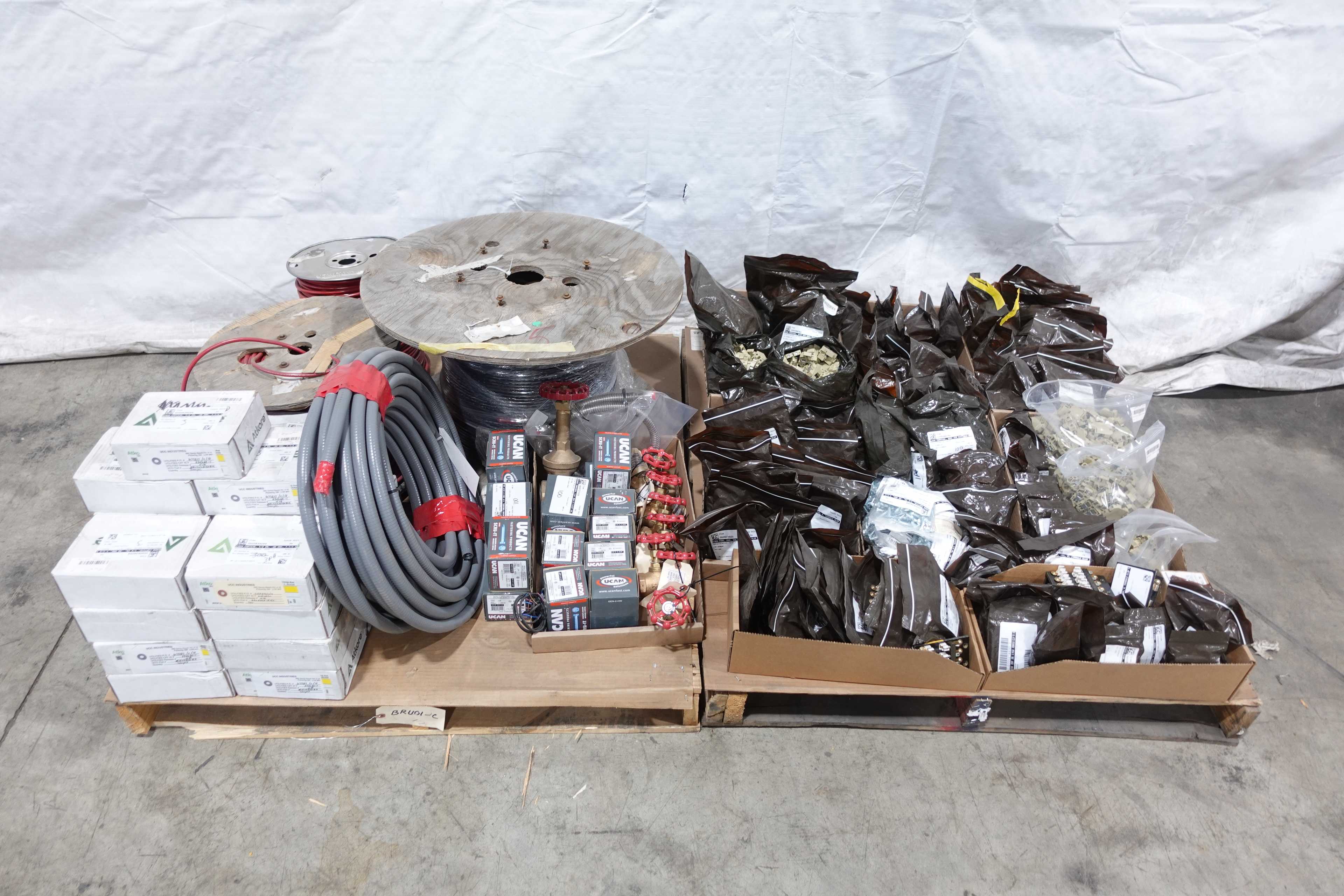 SKU 1727308 - 2 PALLETS OF MIXED MRO, FUSE BLOCKS, TERMINALS, SCREWS, WIRE, MANUAL VALVES