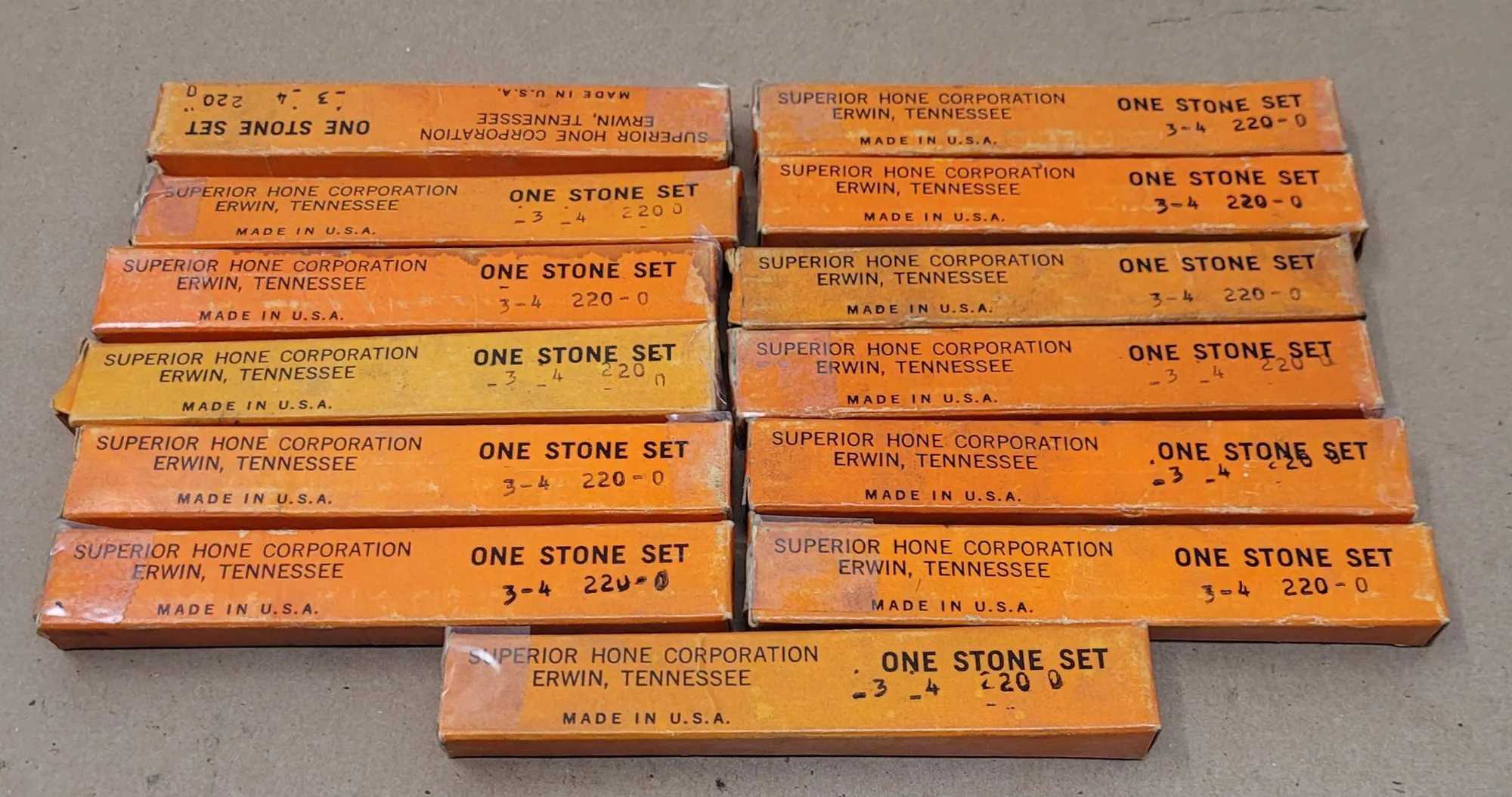 SUPERIOR HONE ONE STONE SET 3-4 SIZE 220 GRIT - SET OF 13 - MACHINE TOOLING
