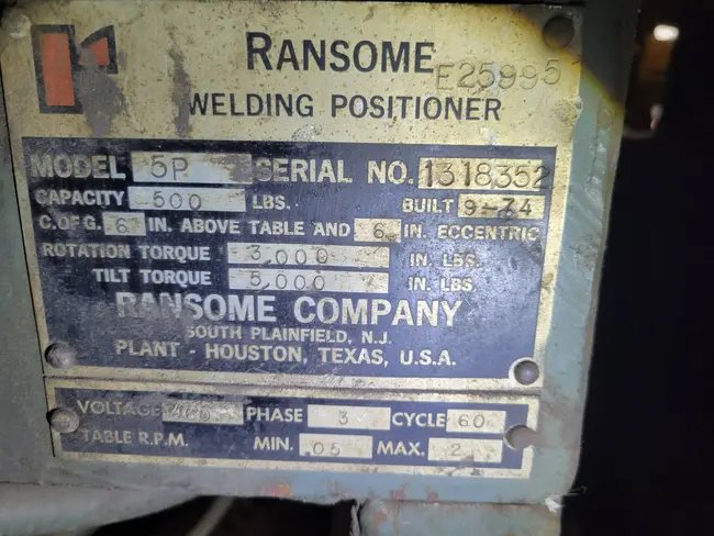 1974 RANSOME 5P WELDING POSITIONER - undefined