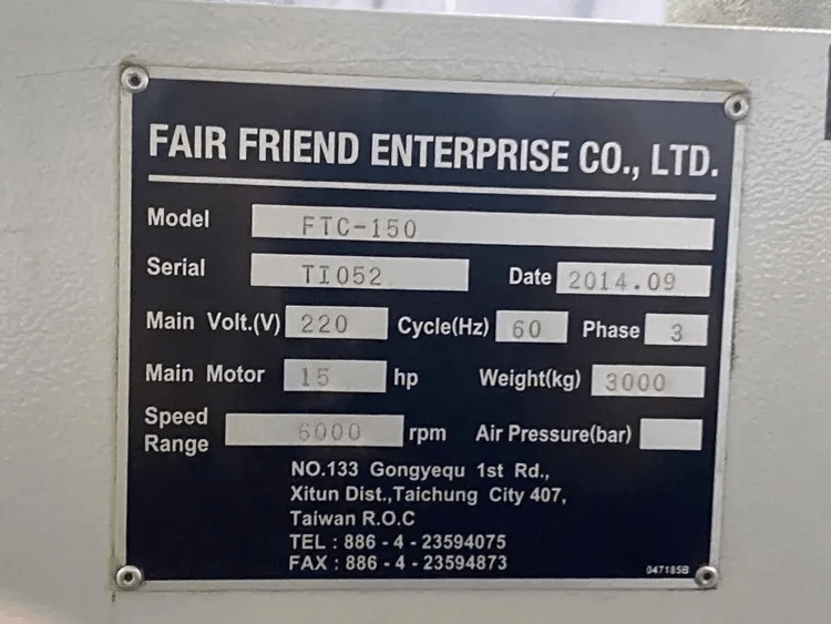 2014 FEELER FTC-150 CNC TURNING CENTER FANUC 0I-TD 6IN CHUCK 6000RPM 10-ST TURRET - HORIZONTAL MACHINING CENTERS