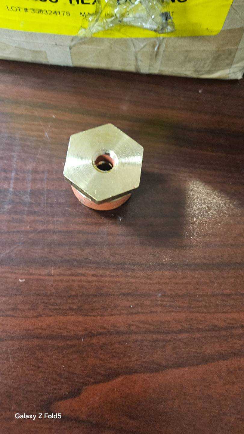 1" MALE PIPE THREAD X 1/8" FEMALE NPT BRASS REDUCING BUSHING-CASE OF 10 - PIPE REDUCER