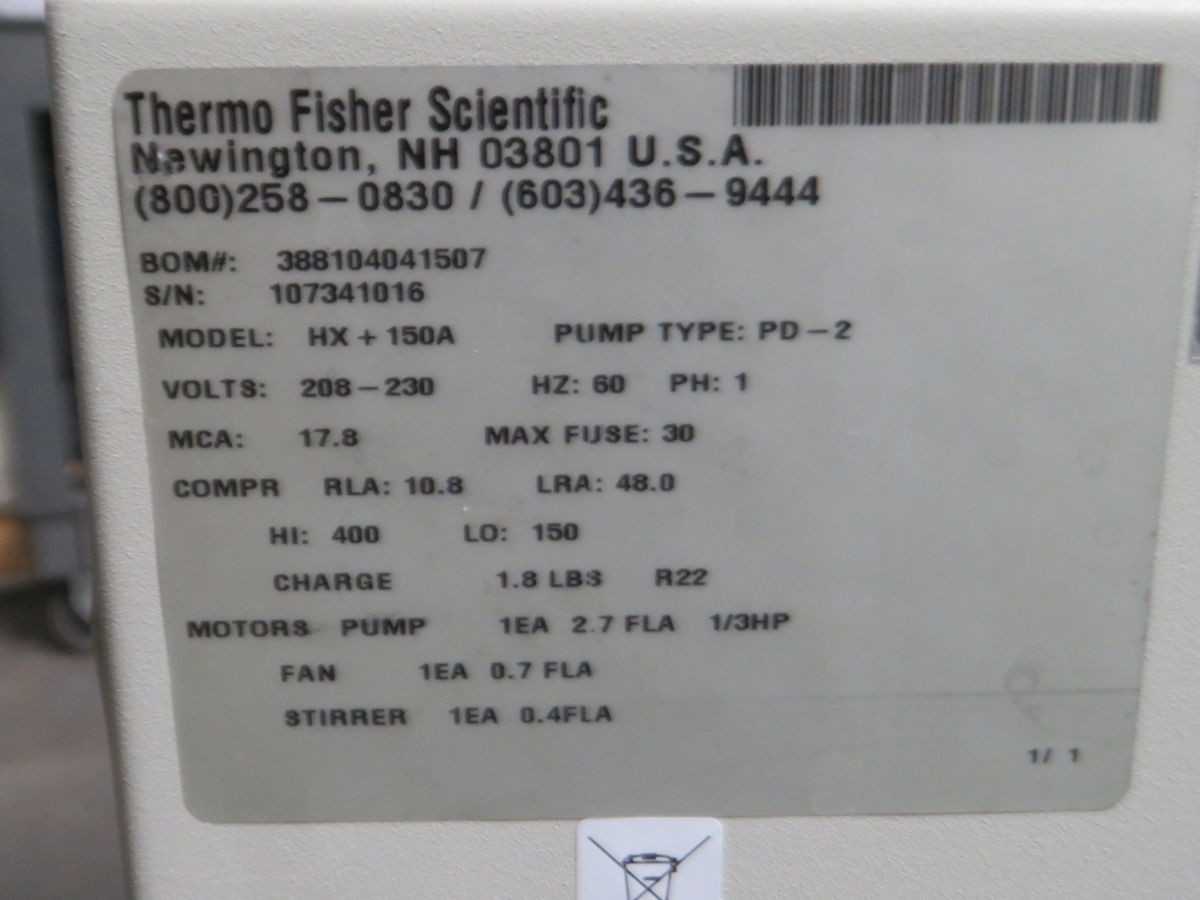 THERMO FISHER SCIENTIFIC HX-150 CHILLERS, 1500W COOLING, -15/+35°C RANGE, 3.8L RESERVOIR - CHILLERS
