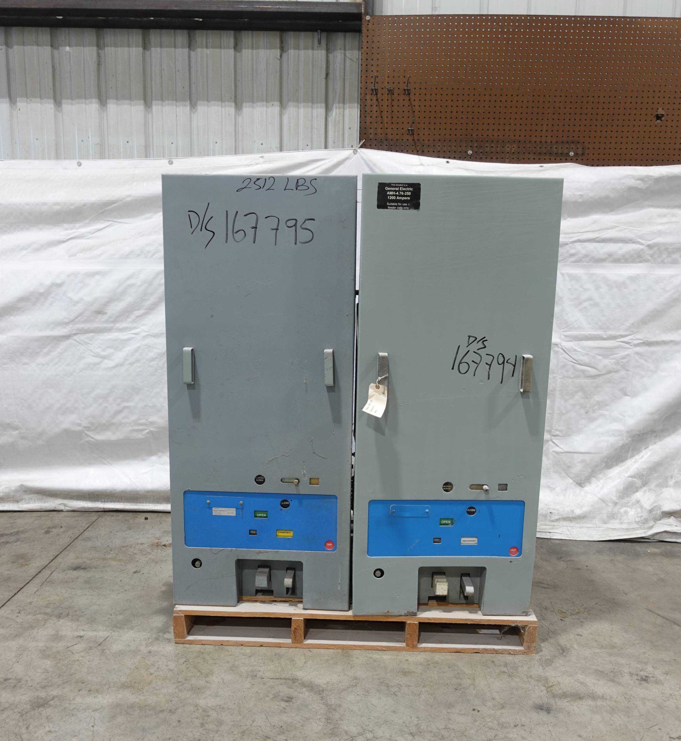 QTY 2: GE AMH-4.76-250-1D MAGNE-BLAST CIRCUIT BREAKERS, 1200A, 4.76KV - CIRCUIT BREAKERS