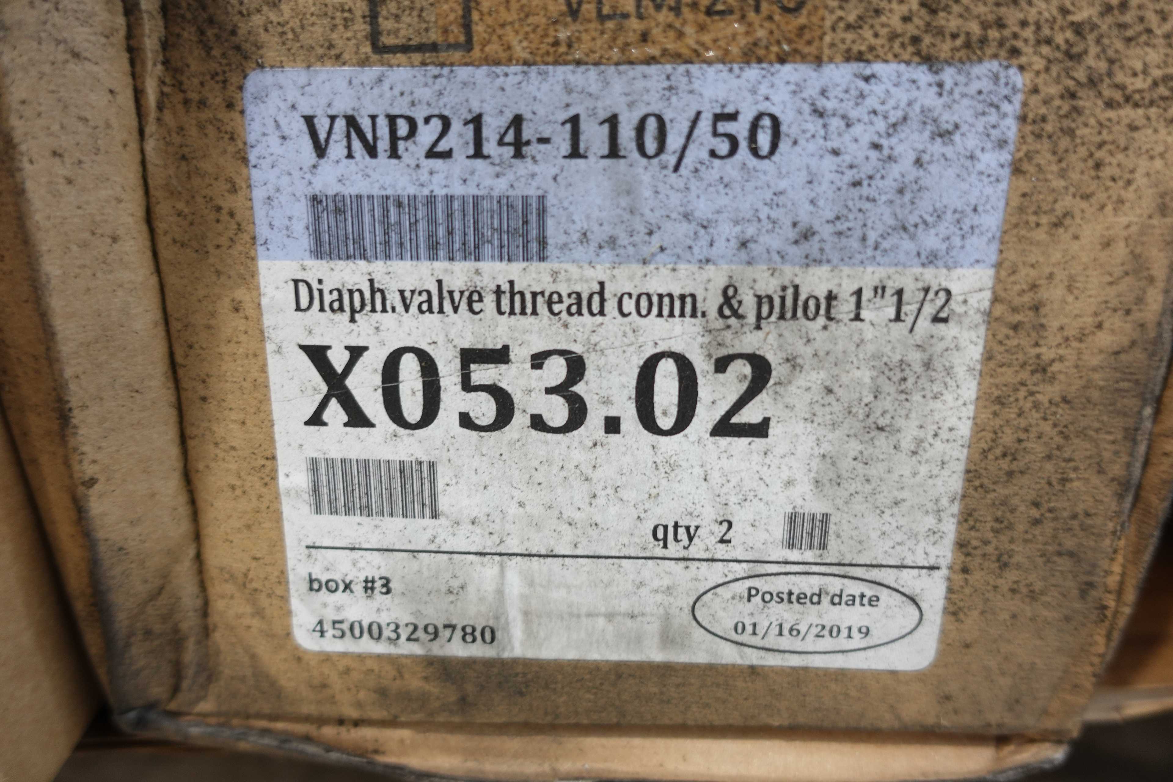 PALLET OF MECAIR VNP214 DIAPHRAGM VALVE THREAD CONNECTIONS AND PILOTS, 1-1/2" - VALVE PARTS & ACCESSORIES