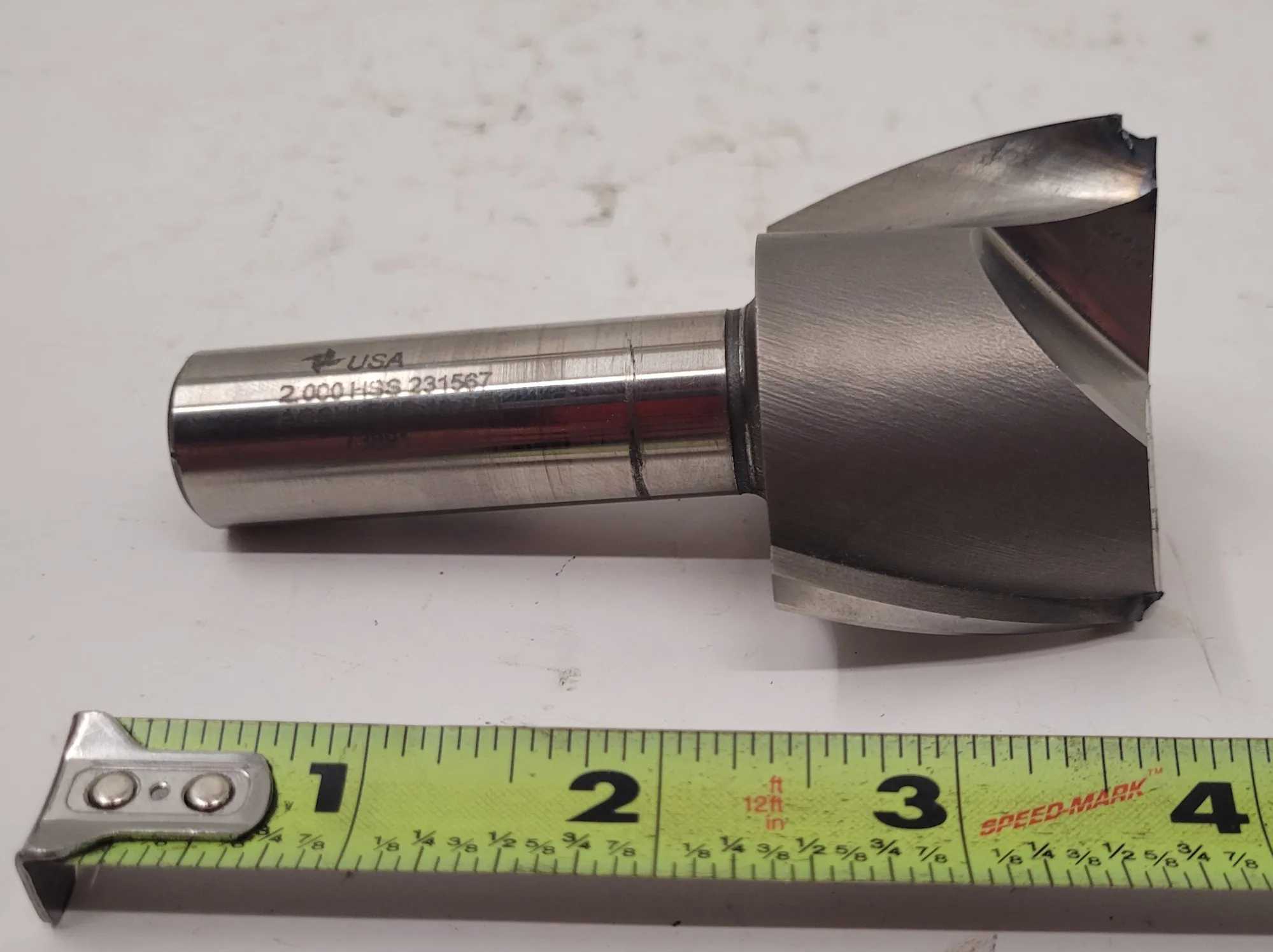BRUBAKER END MILL, 2 FLUTE, STRAIGHT SHANK, 3 7/8" OVERALL LENGTH, 2" CUTTER DIAMETER - MACHINE TOOLING