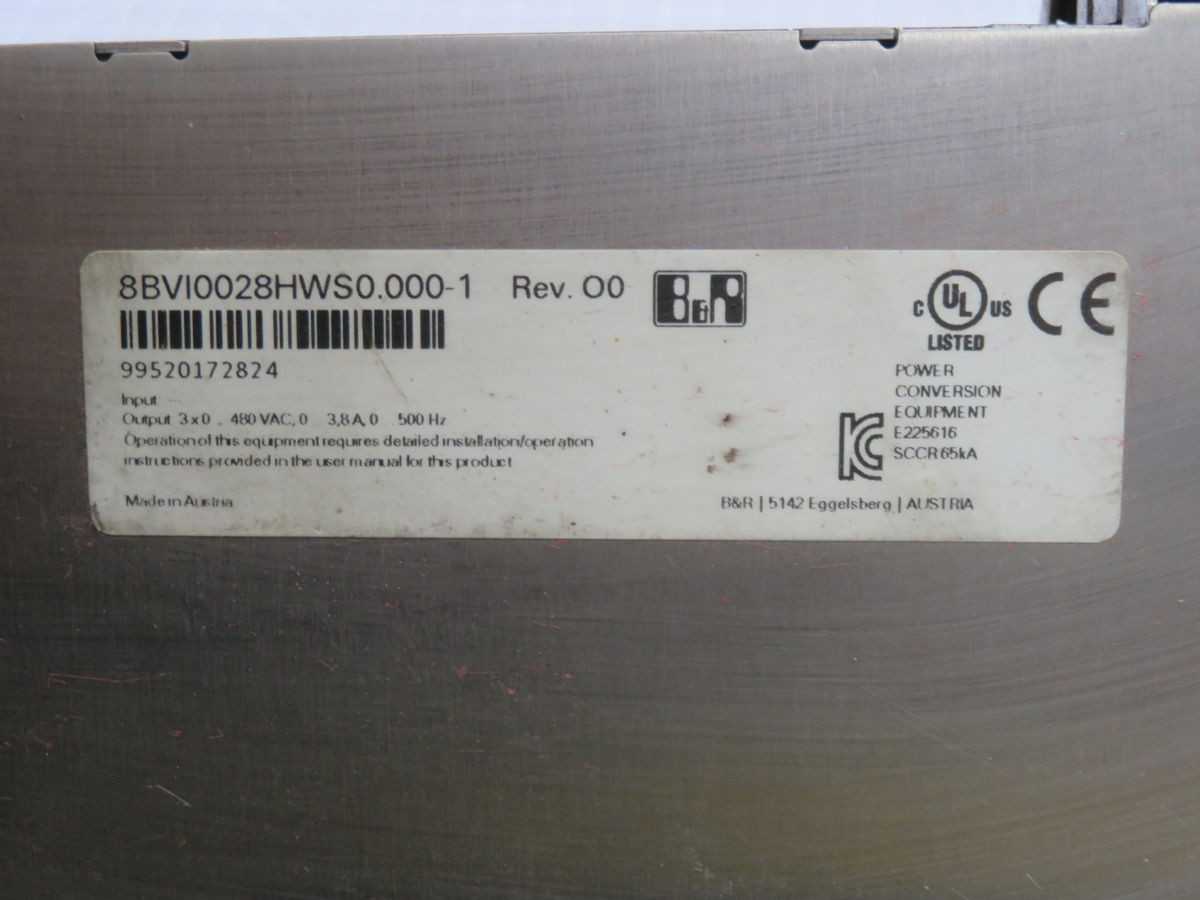 B&R 8BVI0028HWS0.000-1 INVERTER, 0.6 KW OUTPUT, 24 VDC OUTPUT, 750 VDC BUS, 1.4 KG WEIGHT - POWER INVERTERS