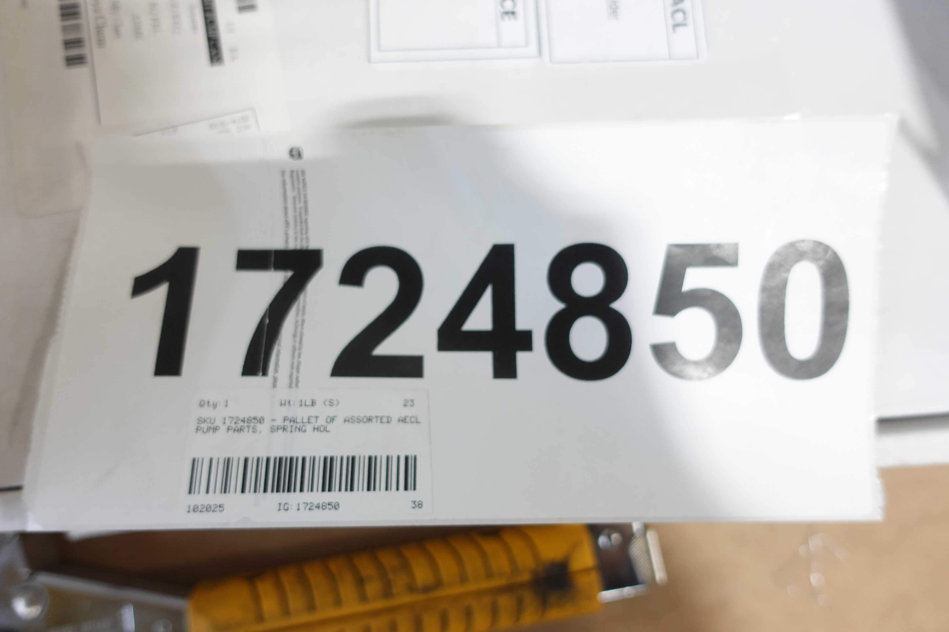 SKU 1724850 - PALLET OF ASSORTED AECL PUMP PARTS, SPRING HOLDERS, DRIVE RINGS, STATOR SUPPORTS - PUMP REPLACEMENT PARTS