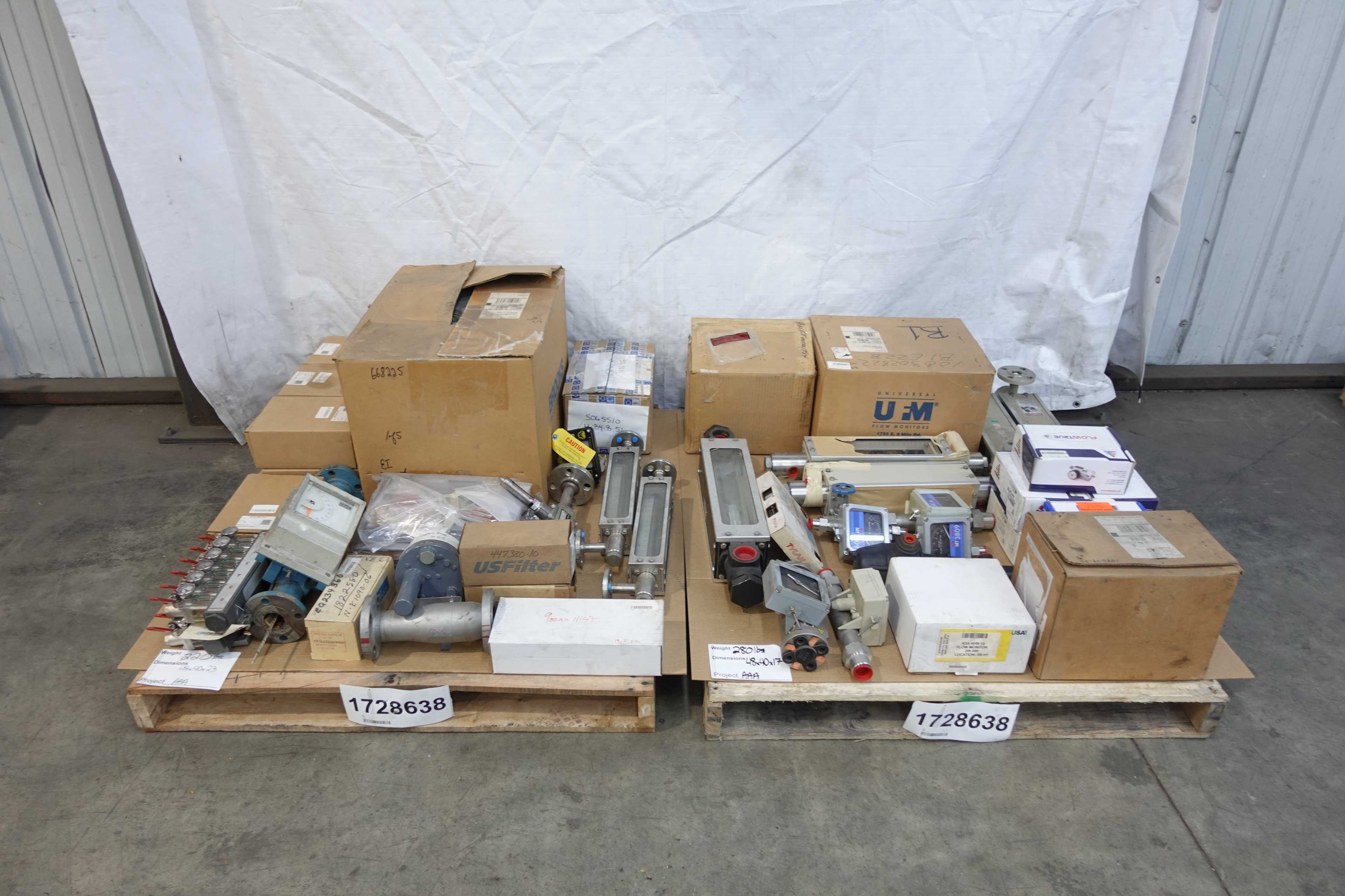 SKU 1728638 - 2 PALLETS OF ASSORTED FLOW METERS - FLOW METER
