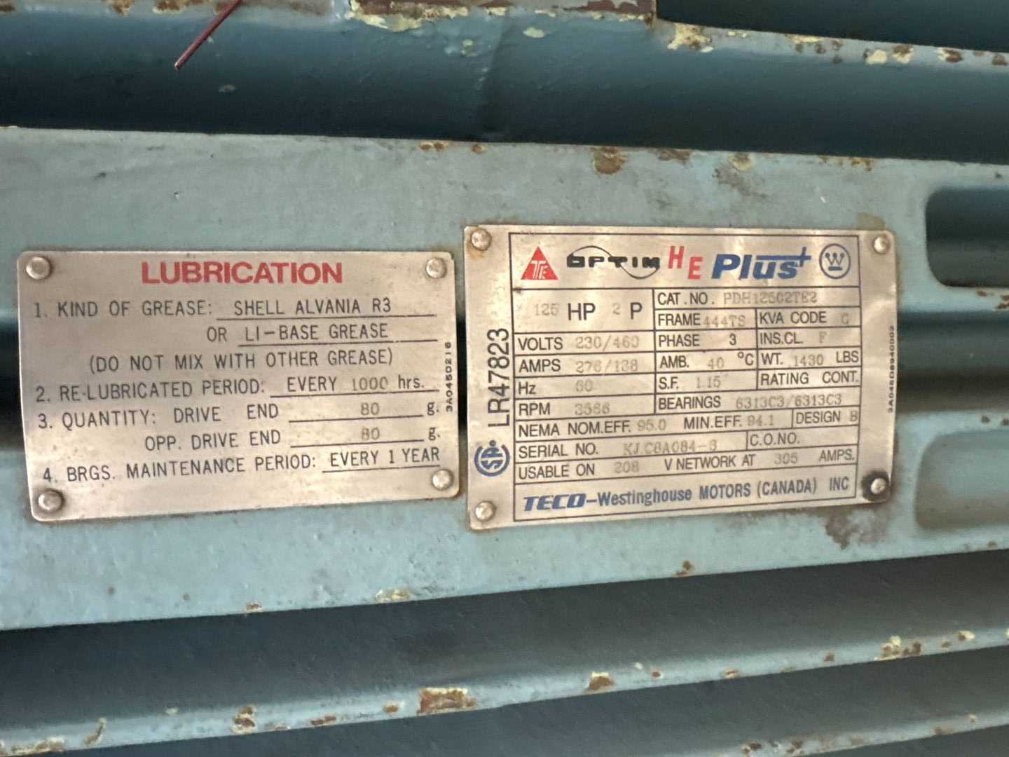 TECO WESTINGHOUSE PDH12502TE2 125 HP AC MOTOR - AC MOTOR