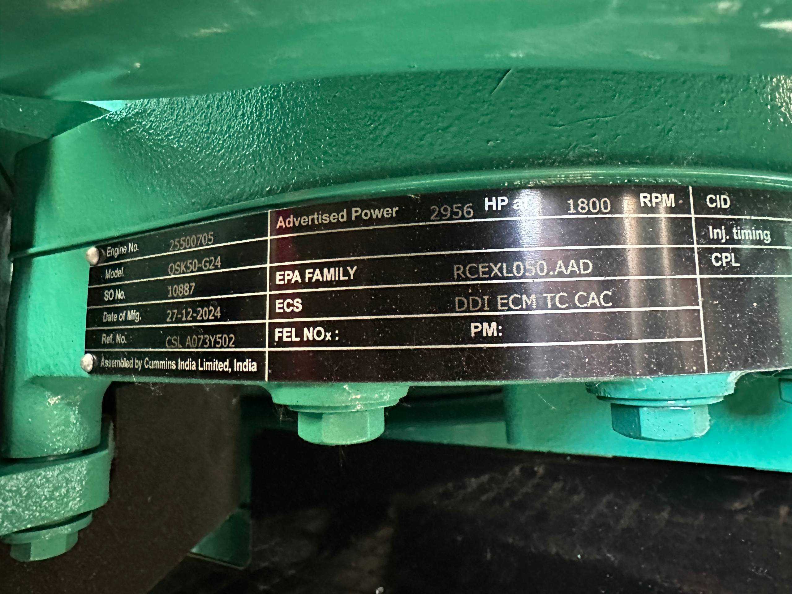 NEW CUMMINS C2000D6E 2000 KW DIESEL GENERATOR, QSK-G24 ENGINE, 0 HRS, YR 2025 - CSDG# 4553 - STANDBY POWER GENERATOR